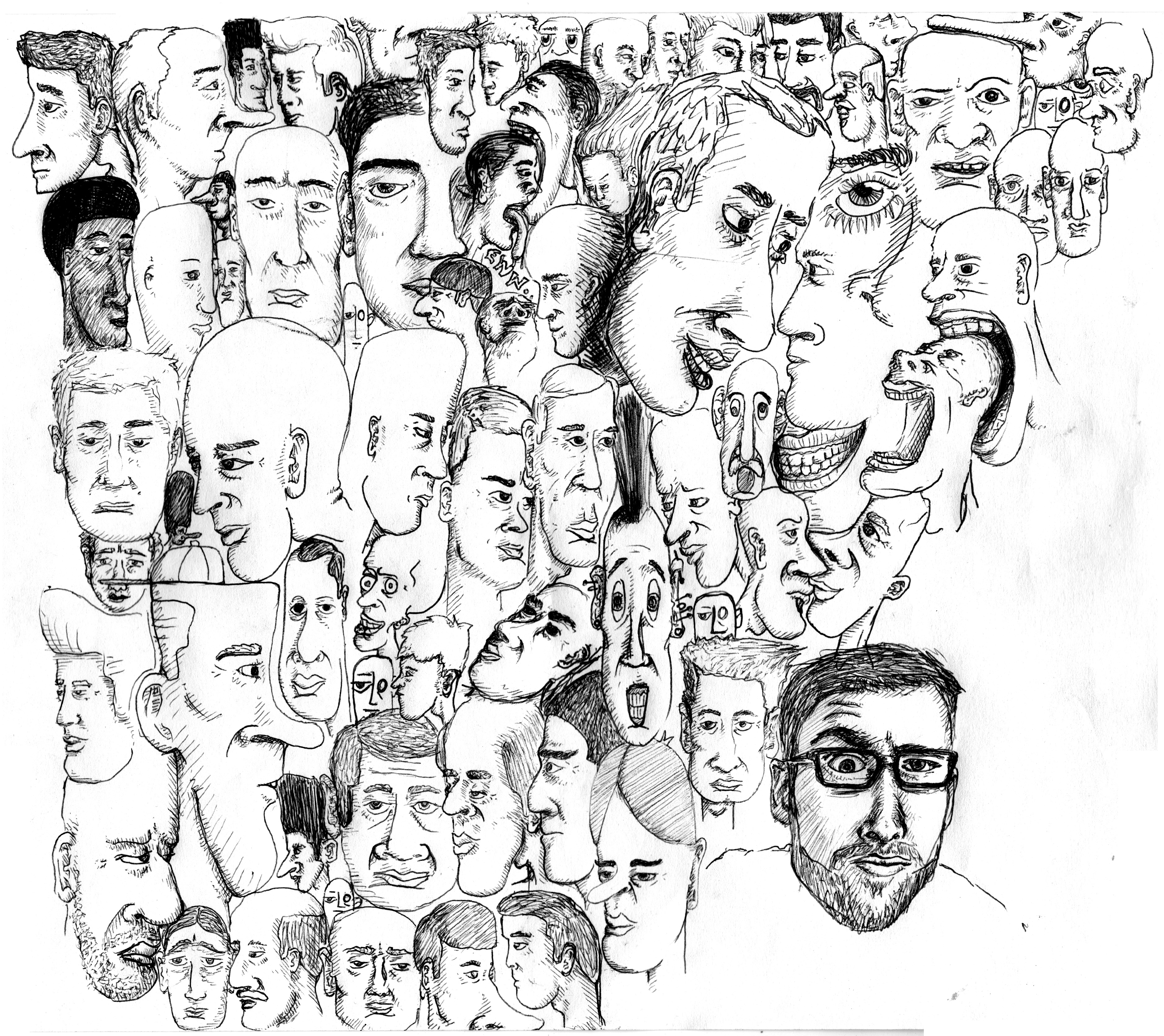 Faces in my Head 2010; pencil on paper