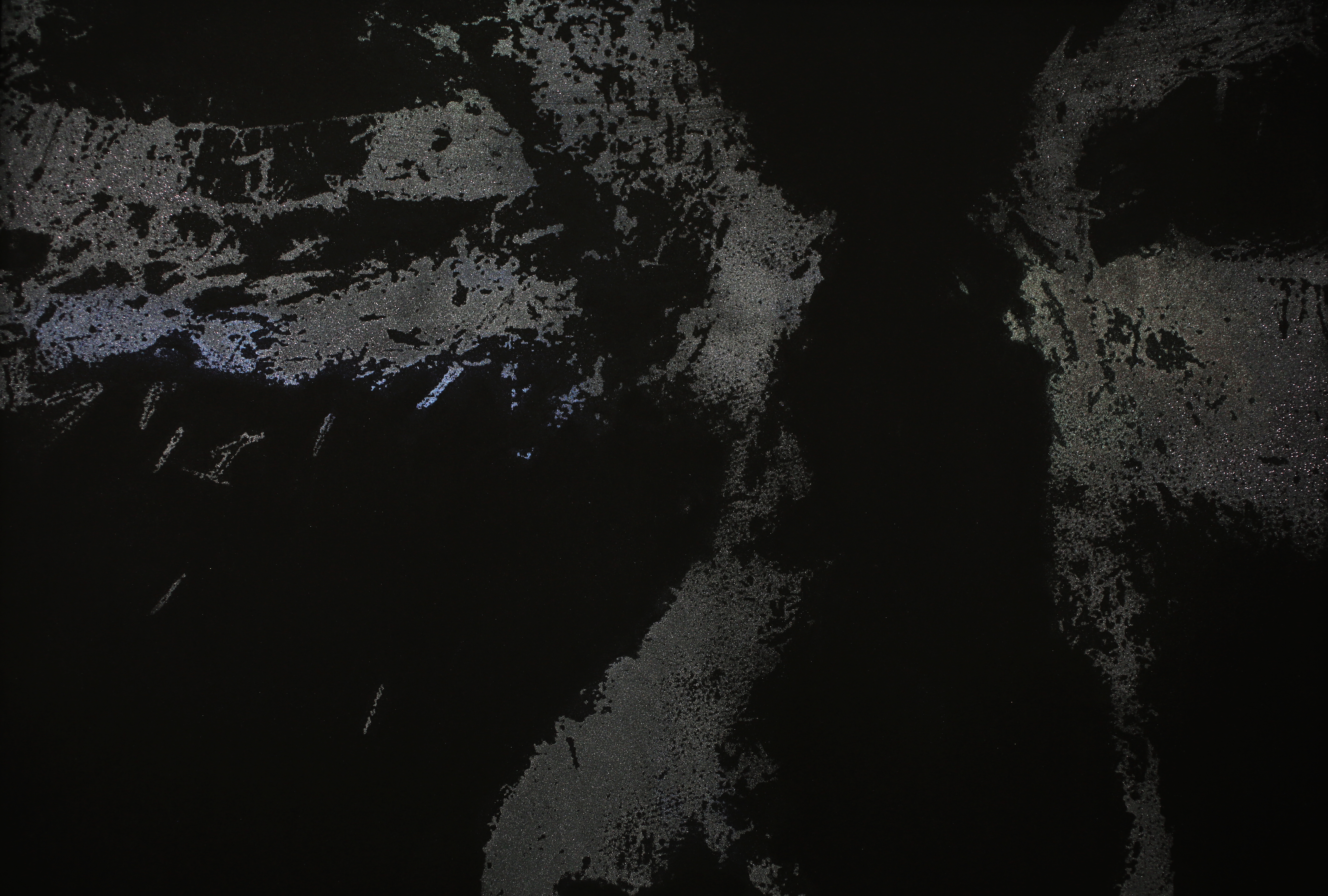 Detail "Interdevochka 1", screenprint with carborundum and irridescent powder and aluminum frame, 2024