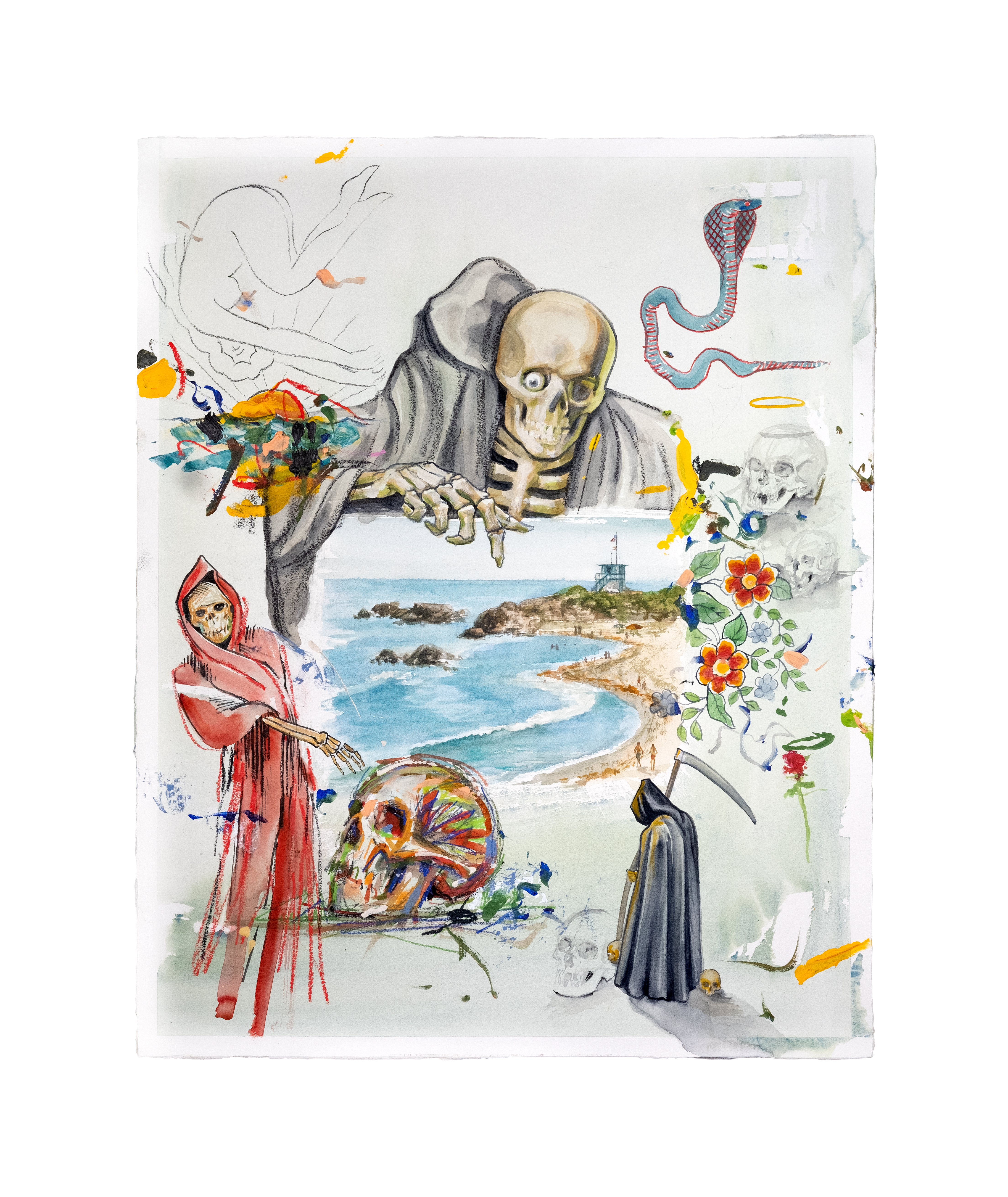 You’re Only What You See,&nbsp;2020Watercolor, Acrylic, Charcoal and Pastel on Arches Paper Adhered to Wood Panel30 x 24 inches (76.2 x 60.9 cm) 🔴