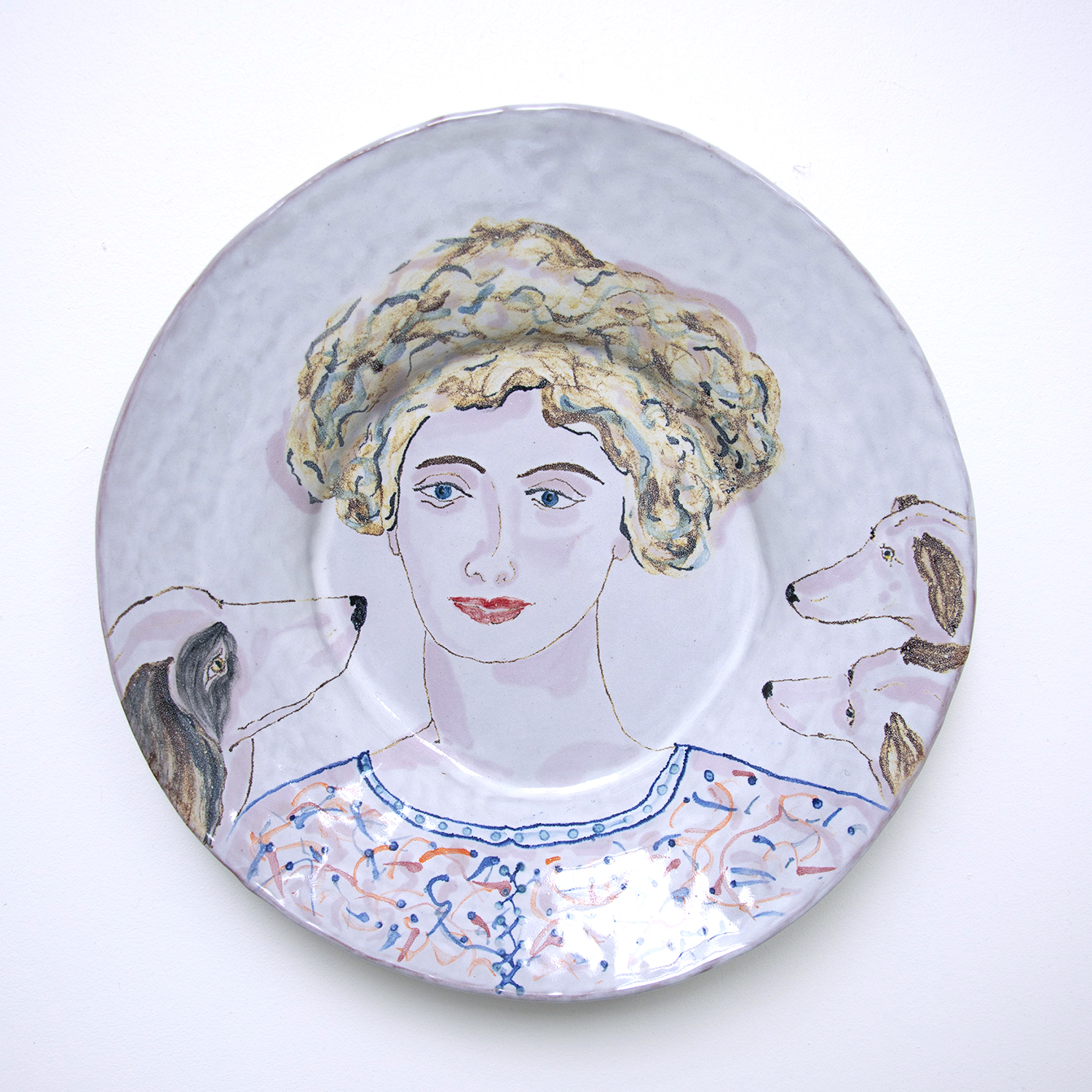 Contemporary Artemis with hounds. Dia 30cms. SOLD