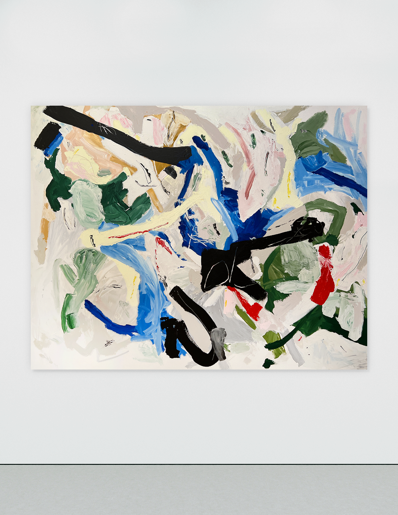 Confetti y un golpe, acrylic, graphite on raw canvas, 140 x 180 cm, 2022