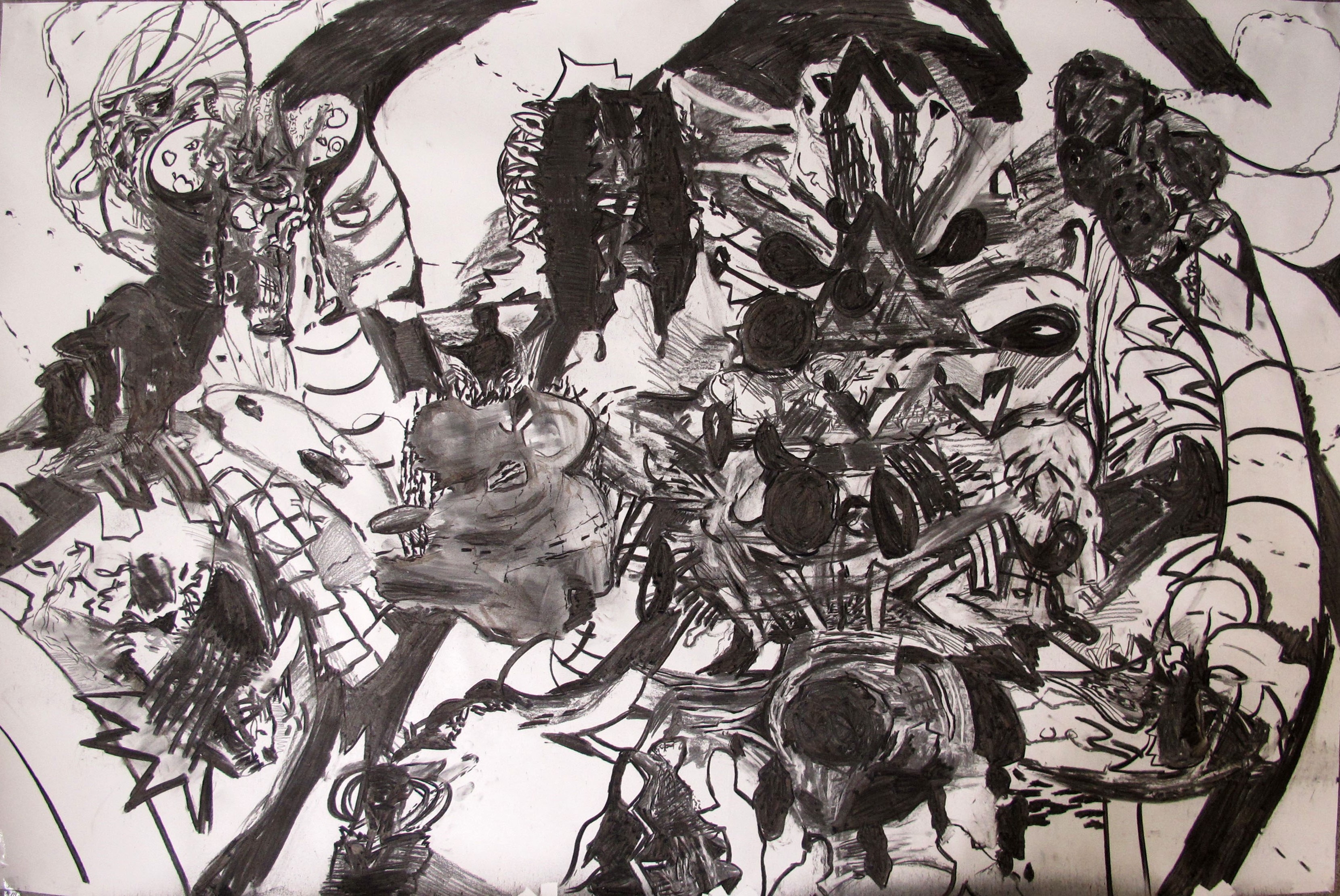 "Untitled", 2014. Charcoal on paper, 100 x 150 cm