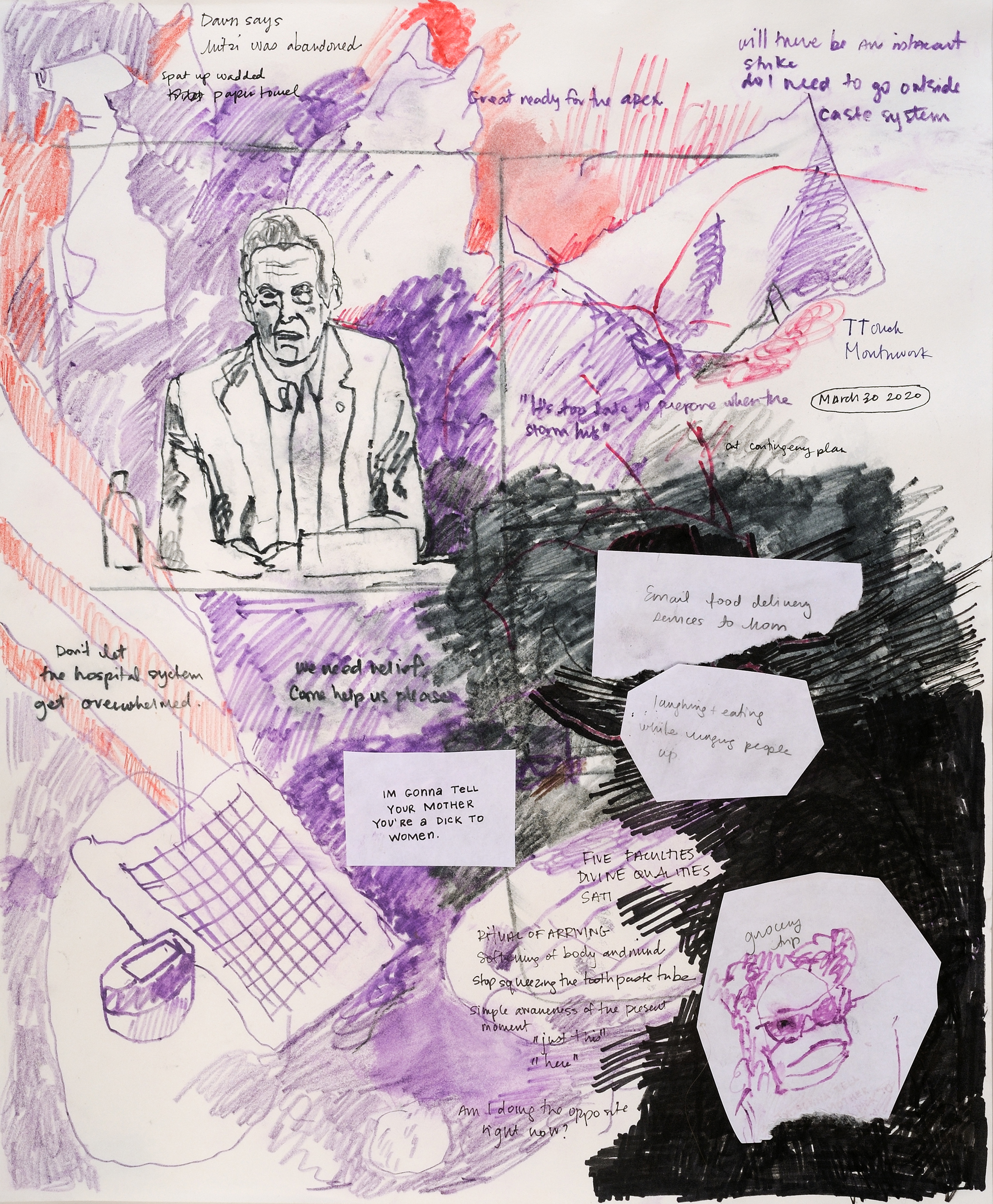 New York Loving Tough TM, 2020. Watercolor pencil on paper.