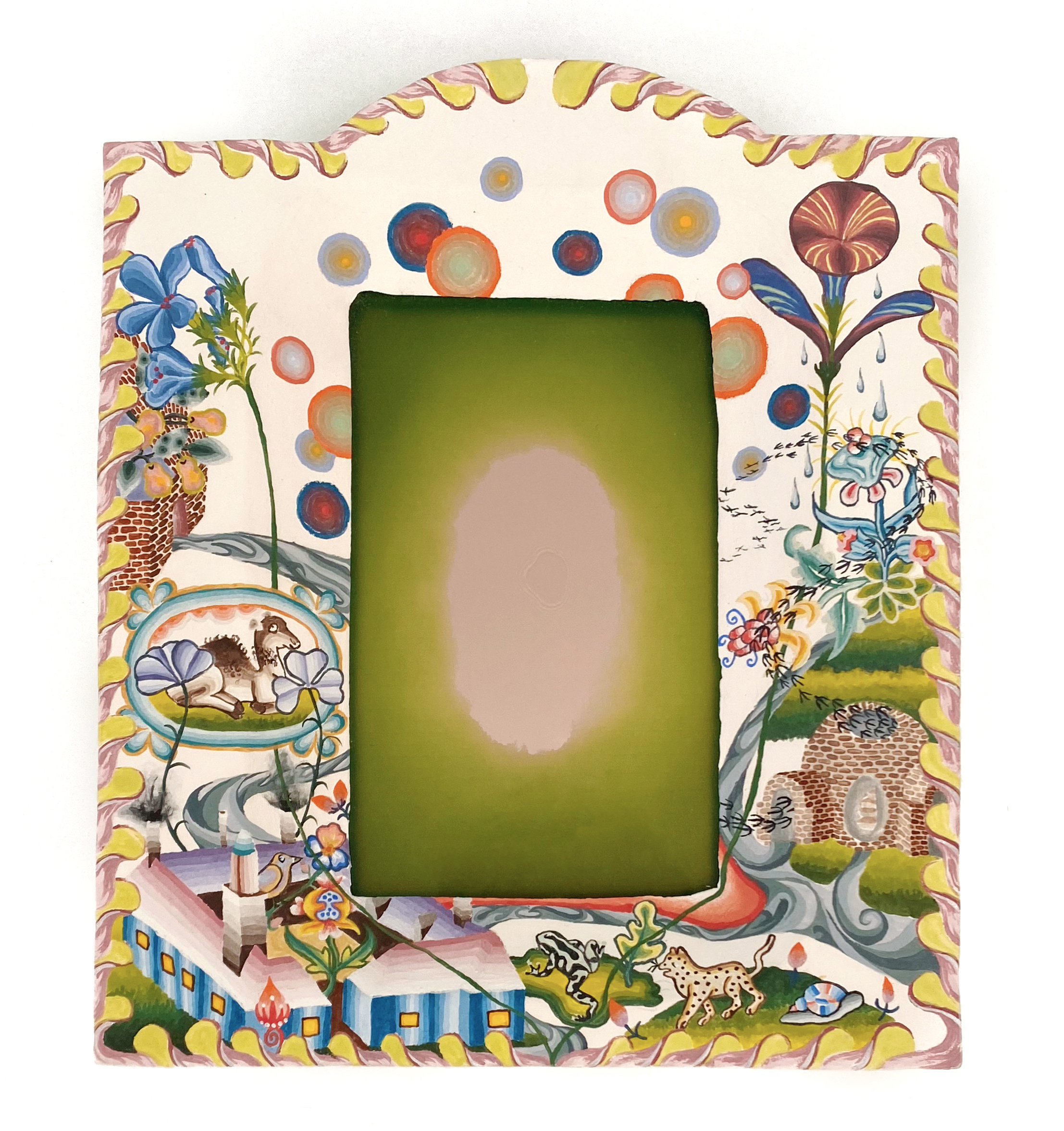 In The Slow Pouring Off Of Rainbows, 2021, Porcelain, Underglaze, 9.5 x 8 x 2 inches