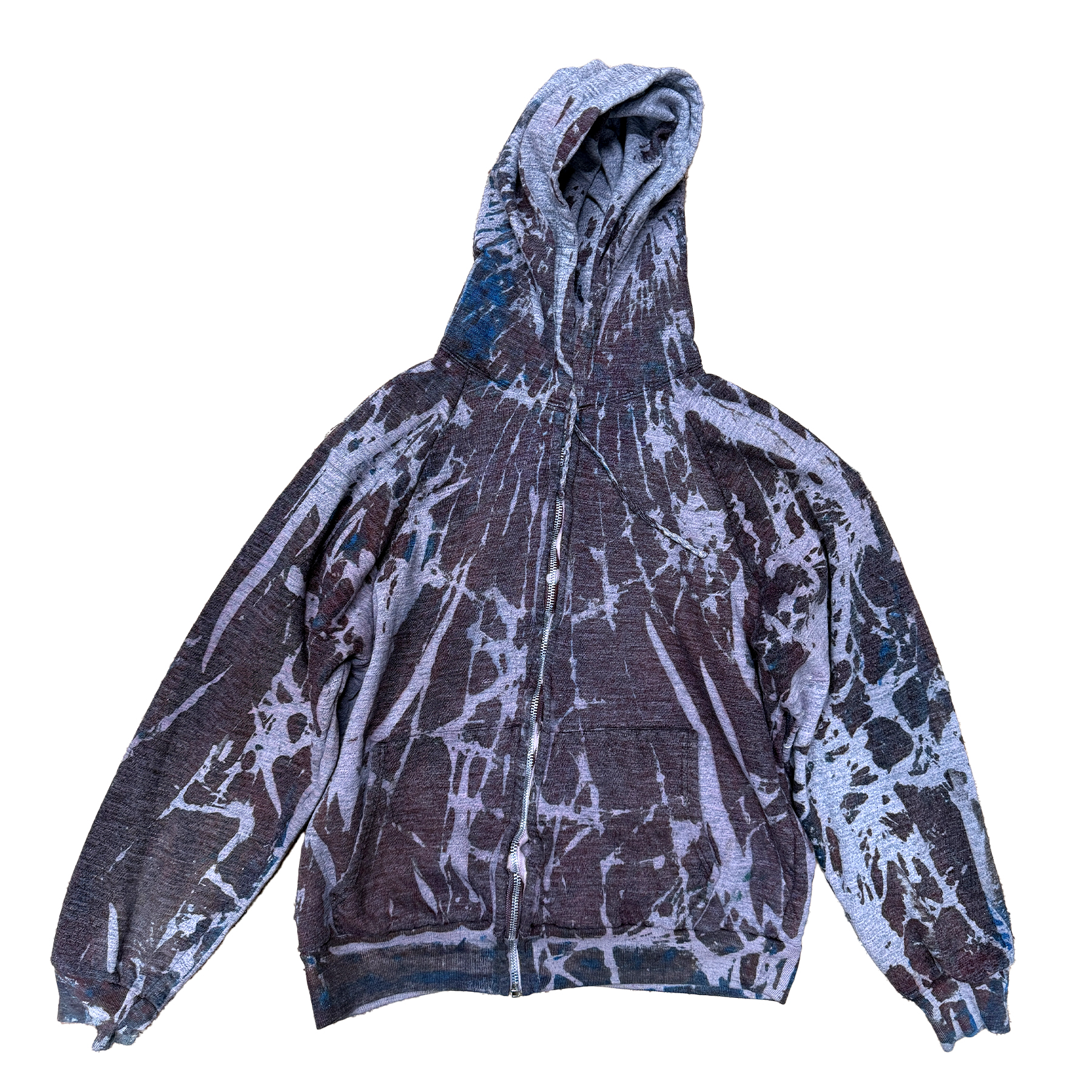 double layer thermal lined zip hoodie allover printed with textile dye