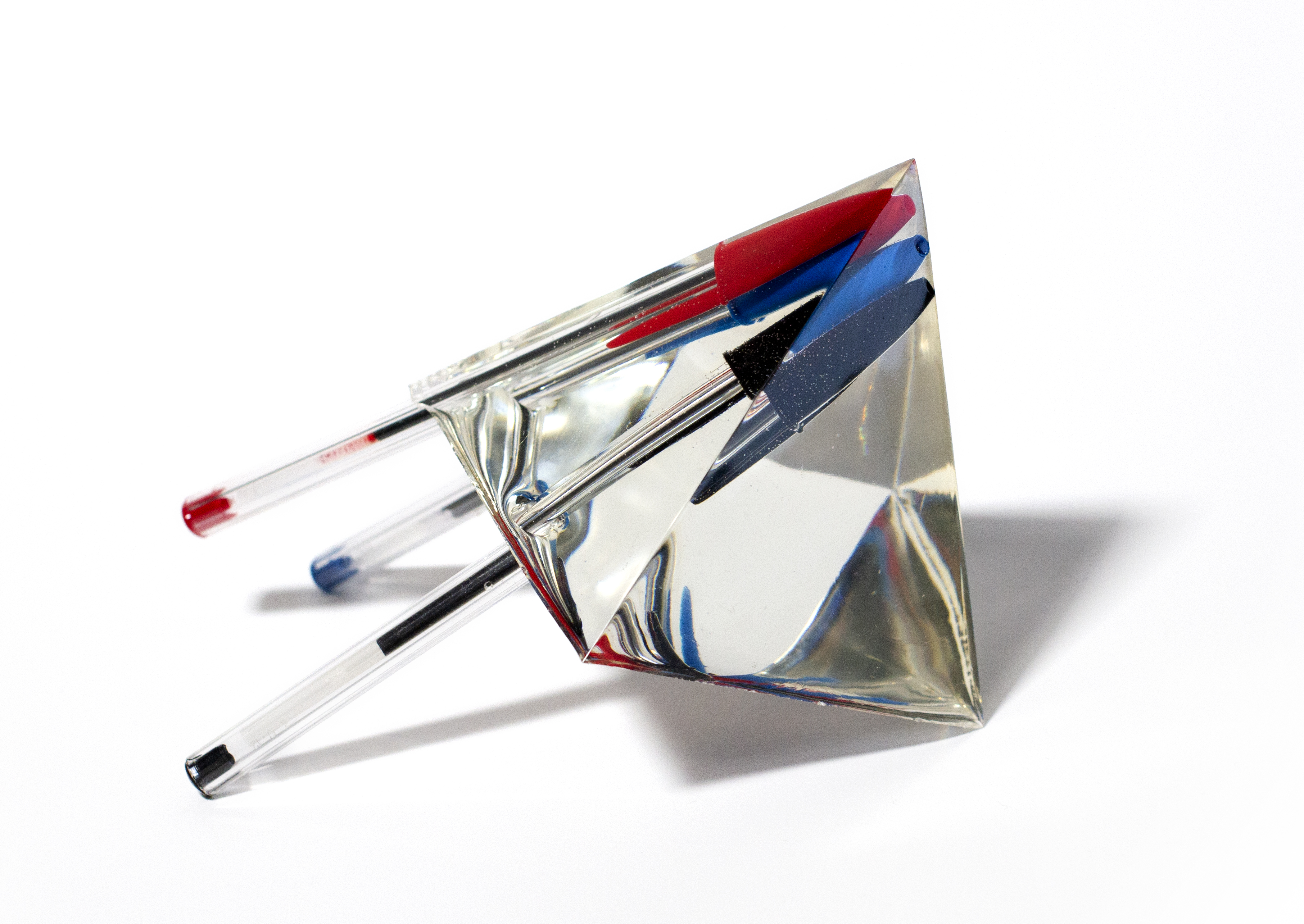 Cristals, 2019, 6"x4"x3.5". Ballpoint pens, epoxy resin