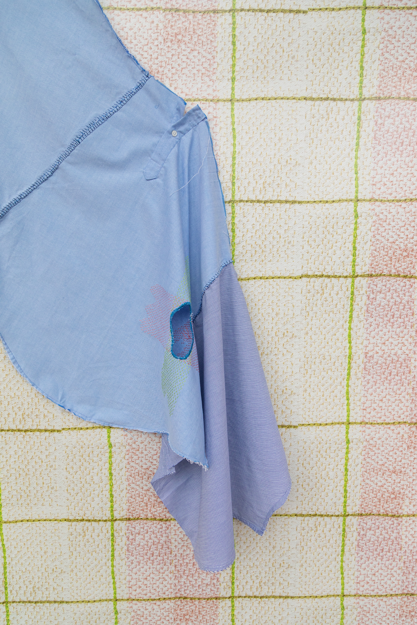 Fabric, embroidery, vinyl photo decal. 8' x 12'. Photo: Clare Gatto.