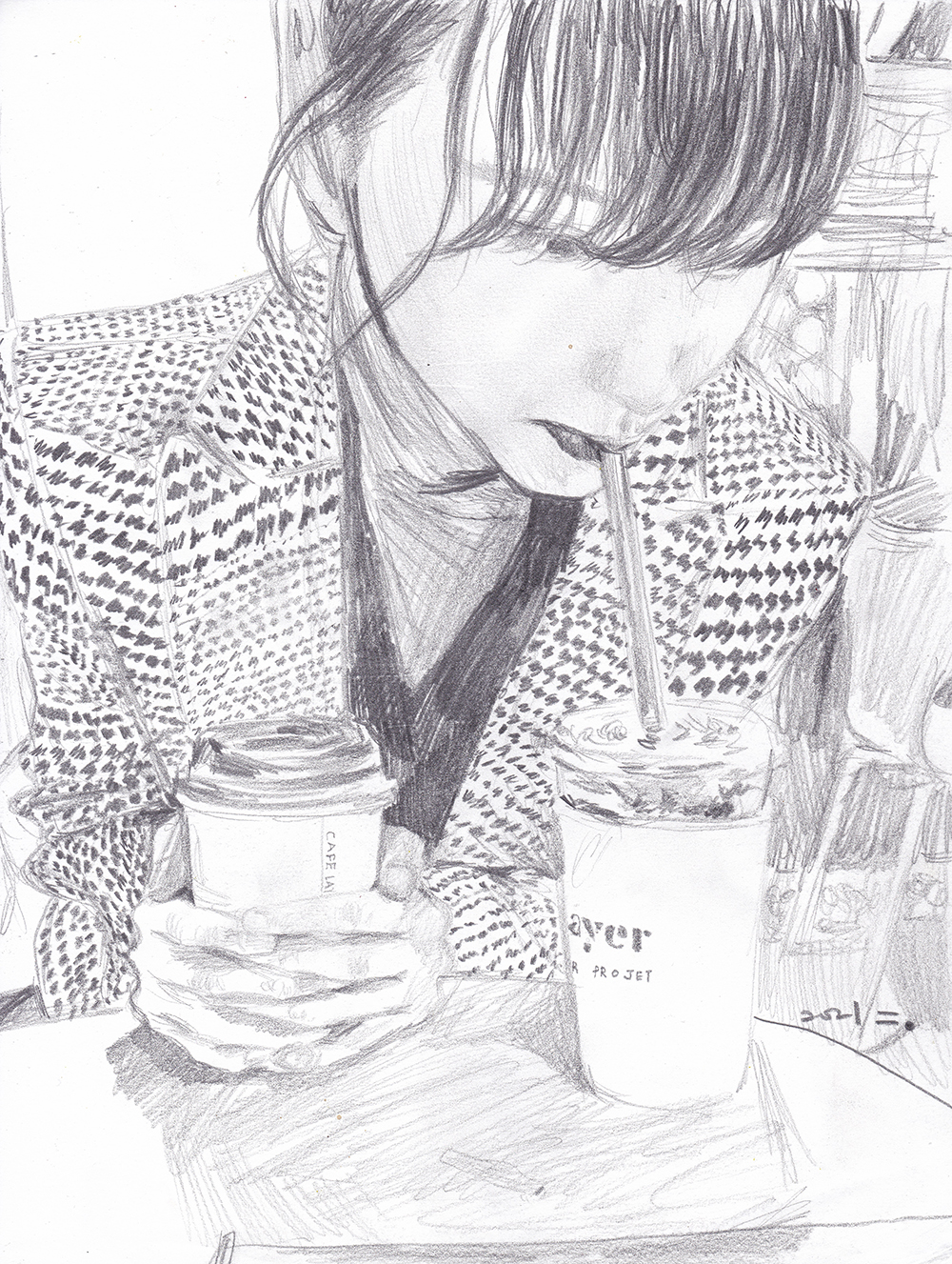 겨울의 모순 아이스 아메리카노, 2021, pencil on paper, 27.9*21(cm)