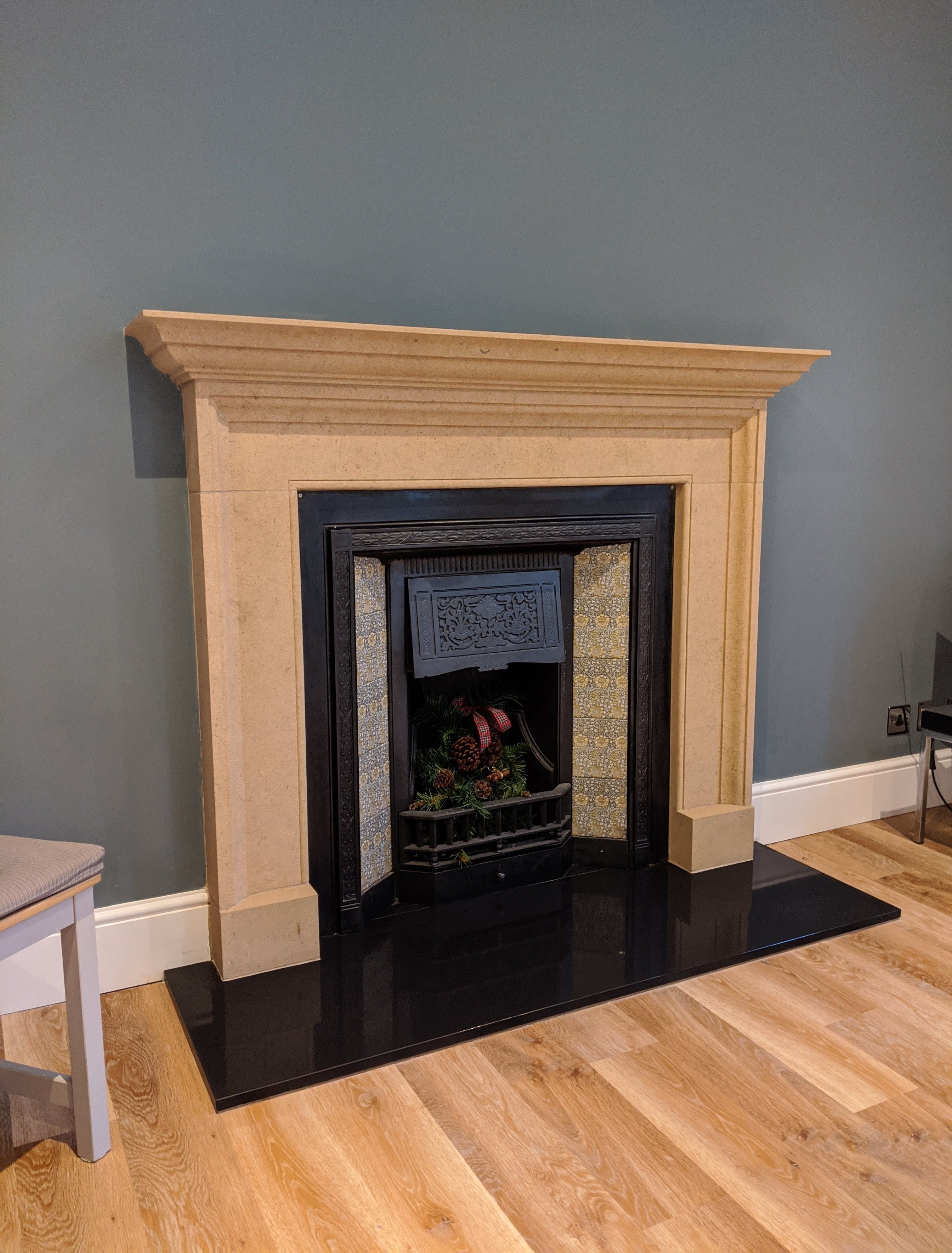 Georgian in Bath stone with slate hearth