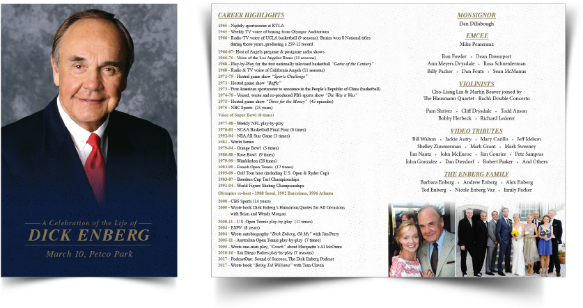 Dick Enberg Eulogy Brochure