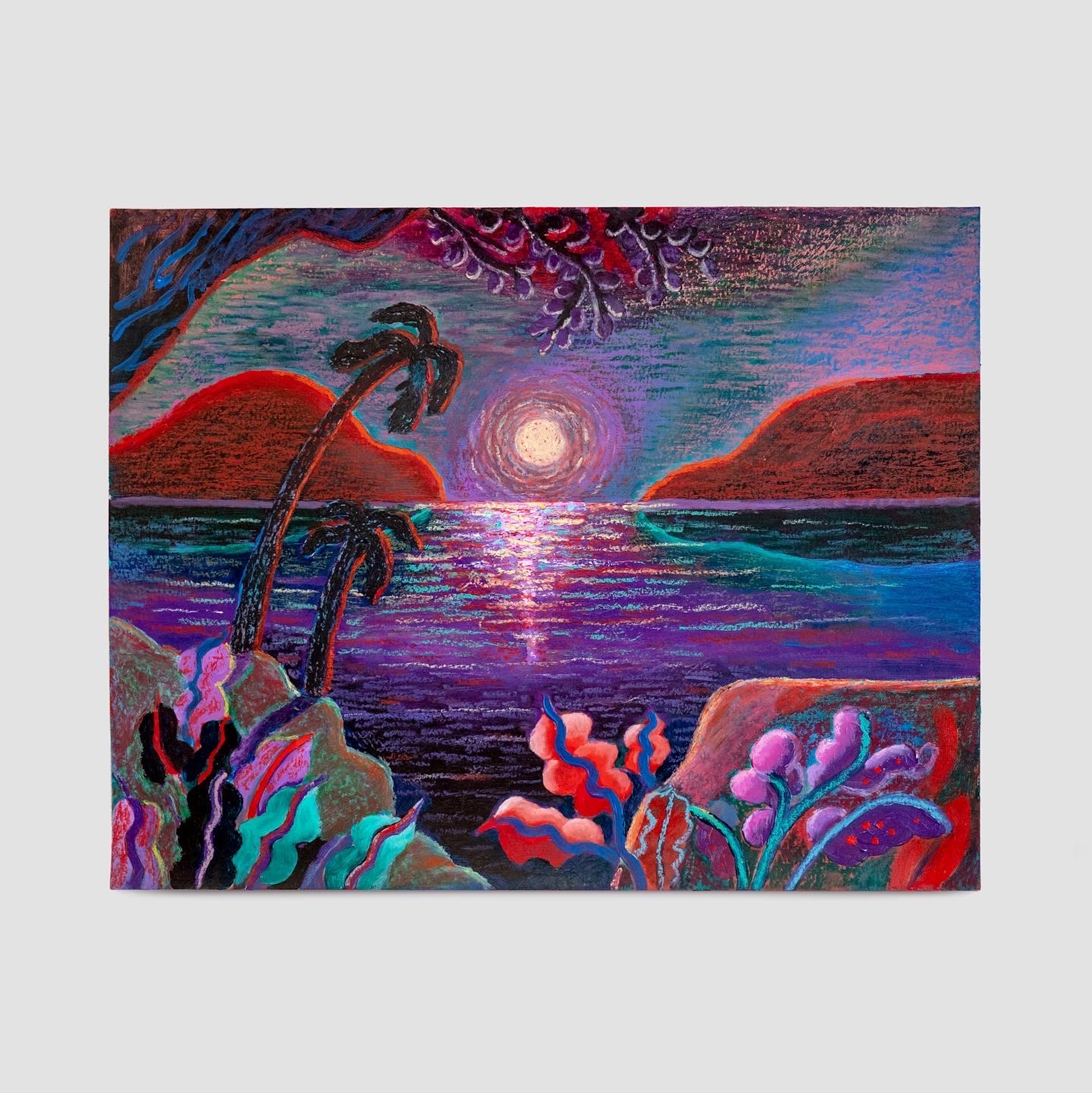 Meeting of the Mountains, 2022, acrylic and oil pastel on paper, 11 x 14 inches.