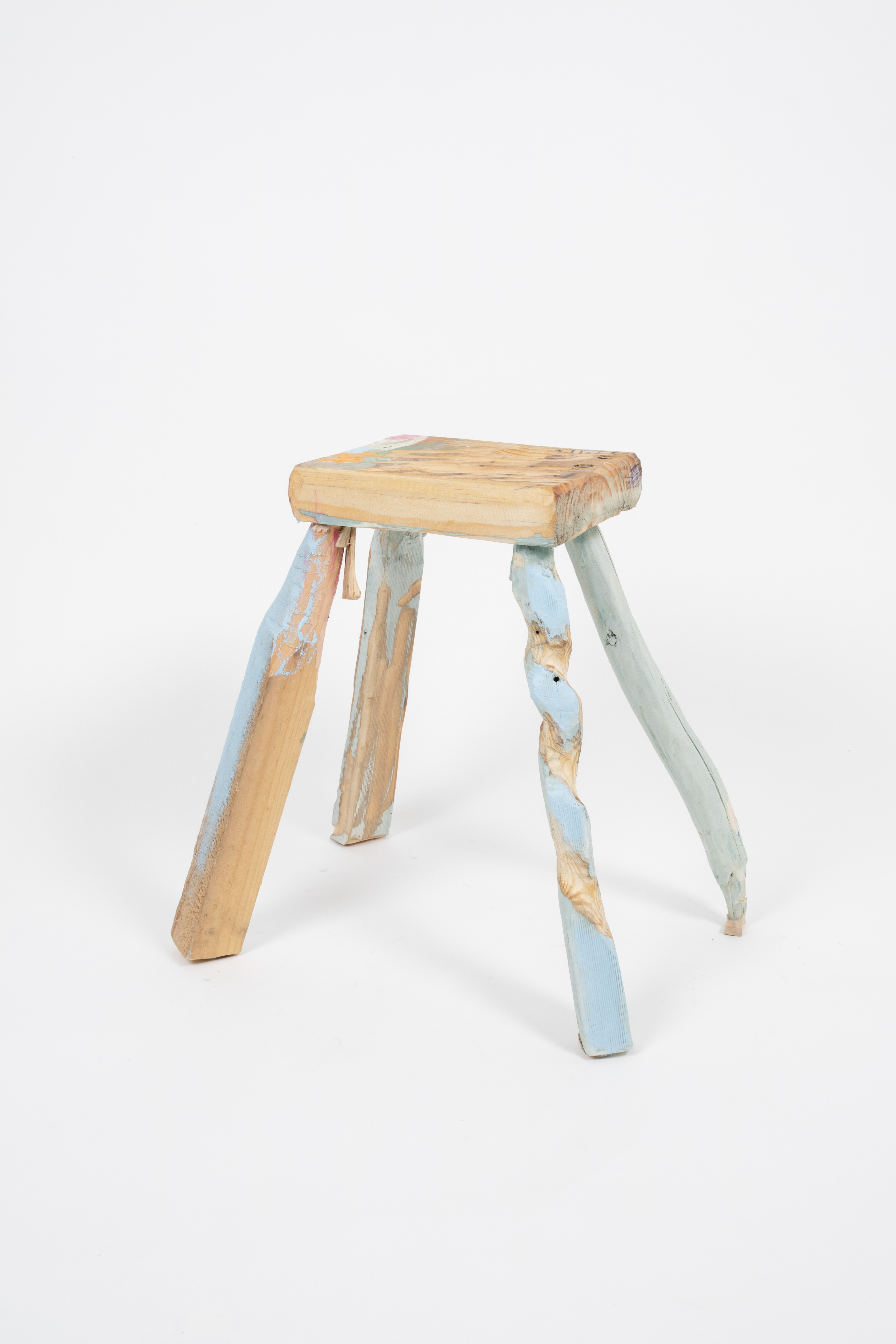 Stool #20, 2023, Paint on timber, finished with tung oil, (H) 43 x (W) 45 x (D) 35 cm