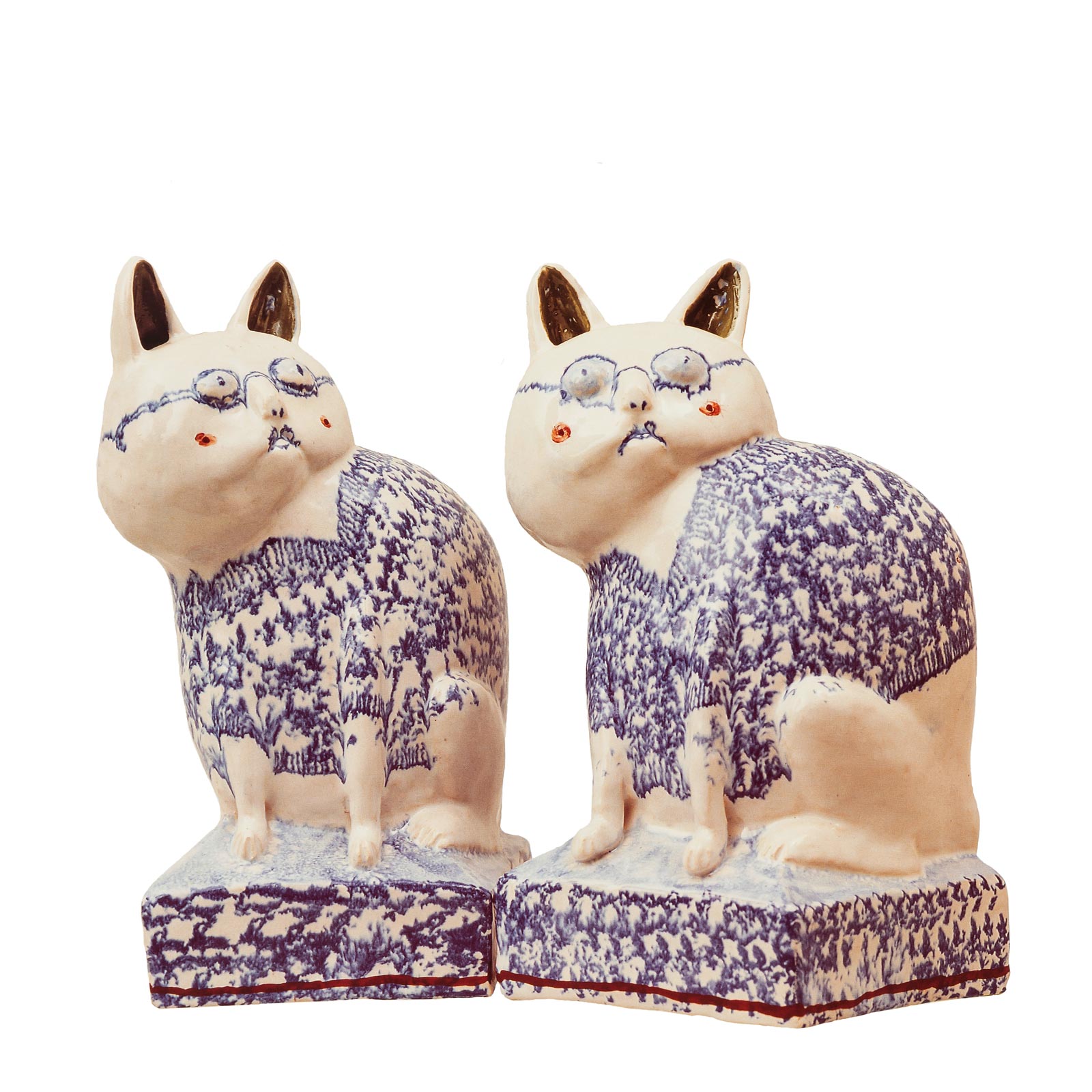 Twin Cats, 1996Glazed ceramic stonewareHeight 23cm each