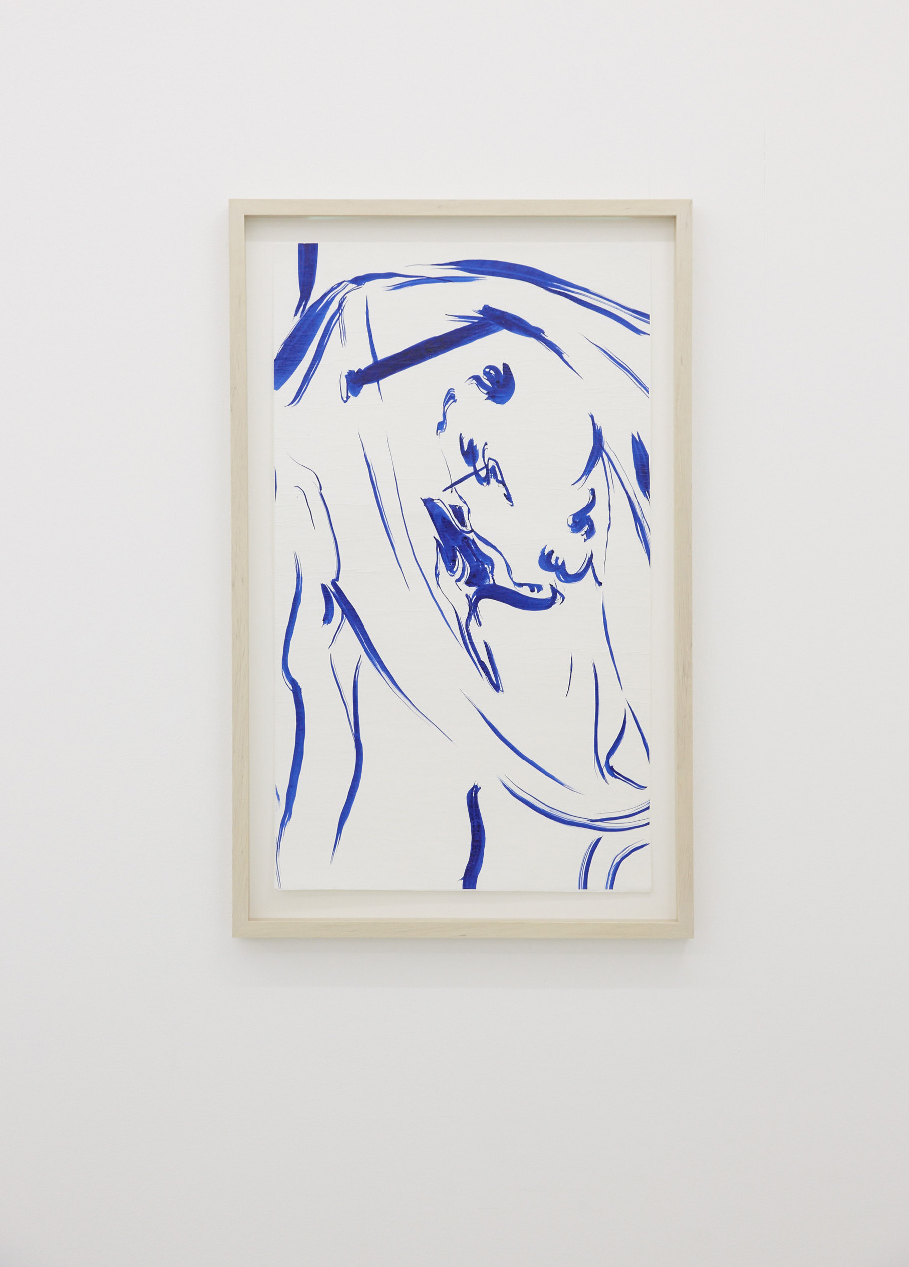 “through the outer space”, Ink on silk paper, bonded up to three layers, 76 x 44 cm, 2017, Photo: Tim Fulda