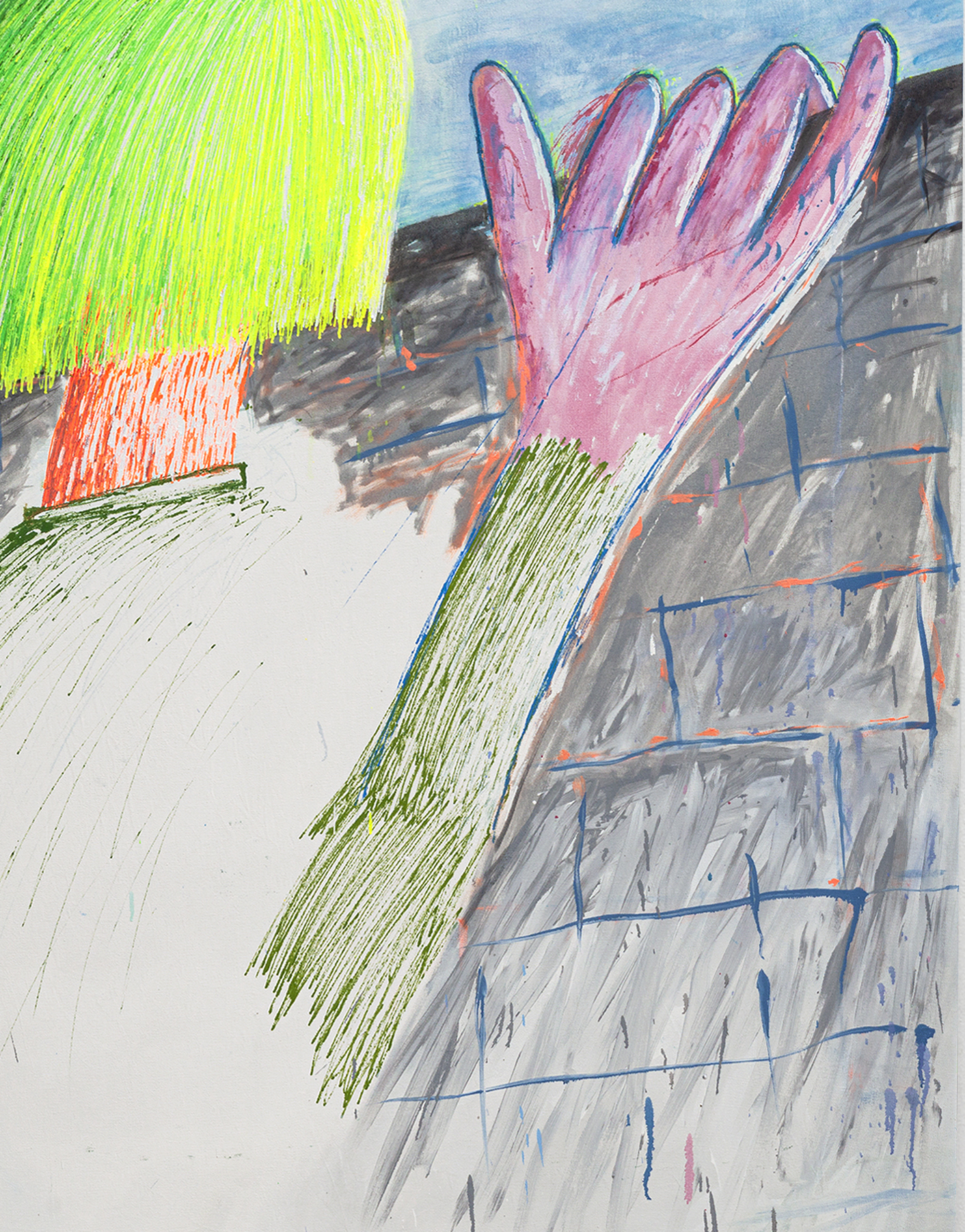 Green aplle jelly head wants to know more 2021enamel and oil on canvas210 x 152 cm3/3