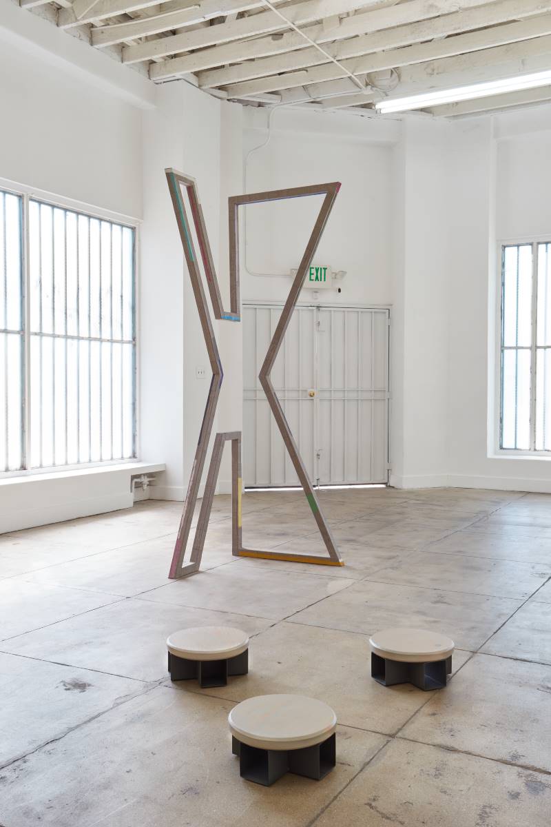 a shape made through its unravelingInstallation viewOchi Projects, Los Angeles