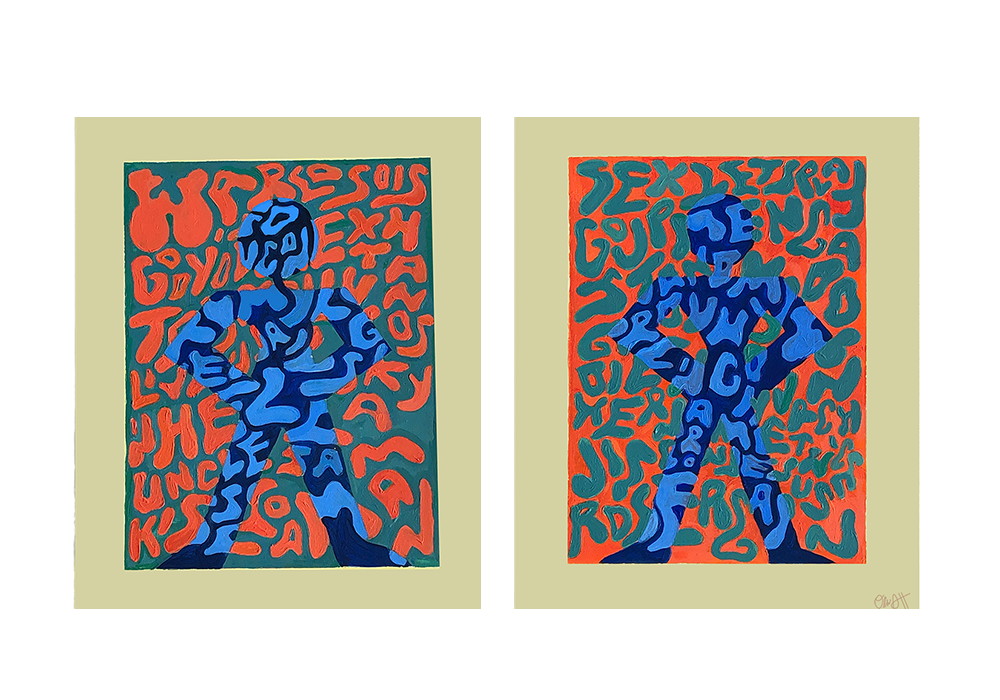 americans, 2021. gouache on canvas panels, 18 x 24&rdquo;