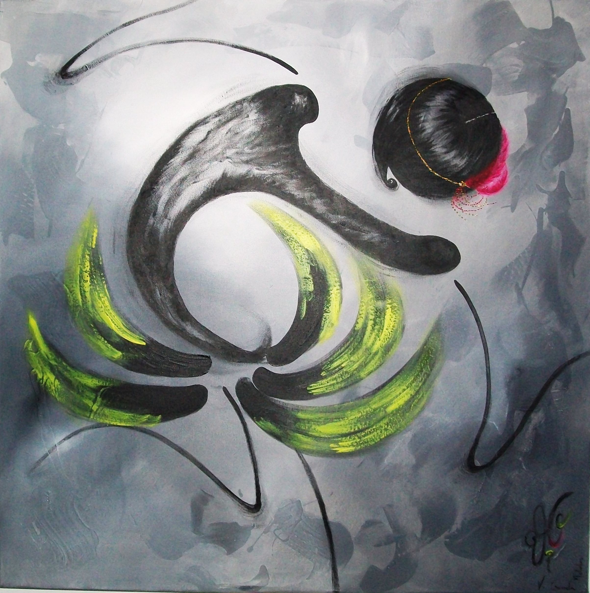  "Joséphine" (90x90) Techniques mixtes sur toile 