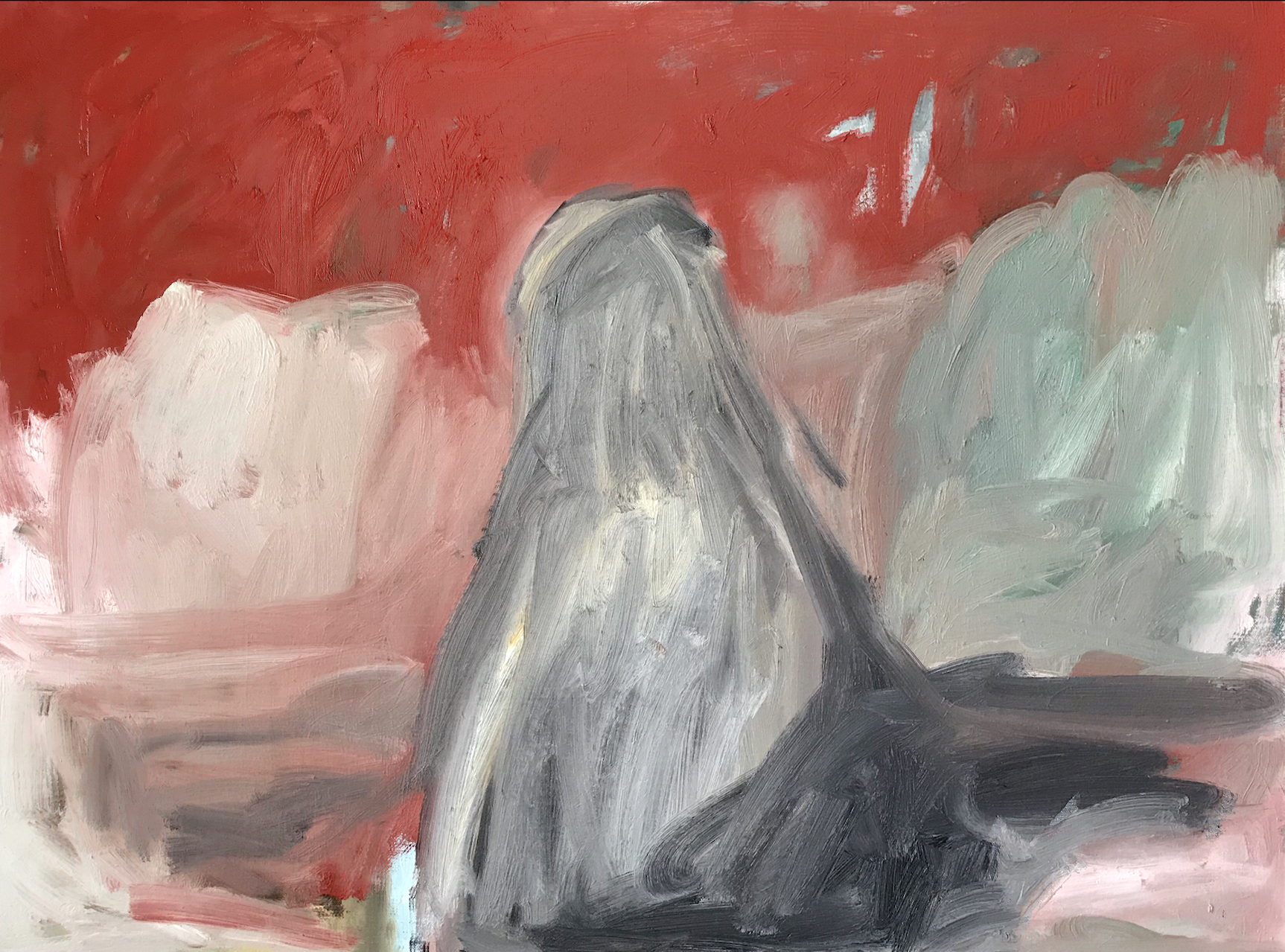 A Walking Shadow Under the Red Sky. 2018. oil on canvas. 24x31 inches. 61x79 cm. 