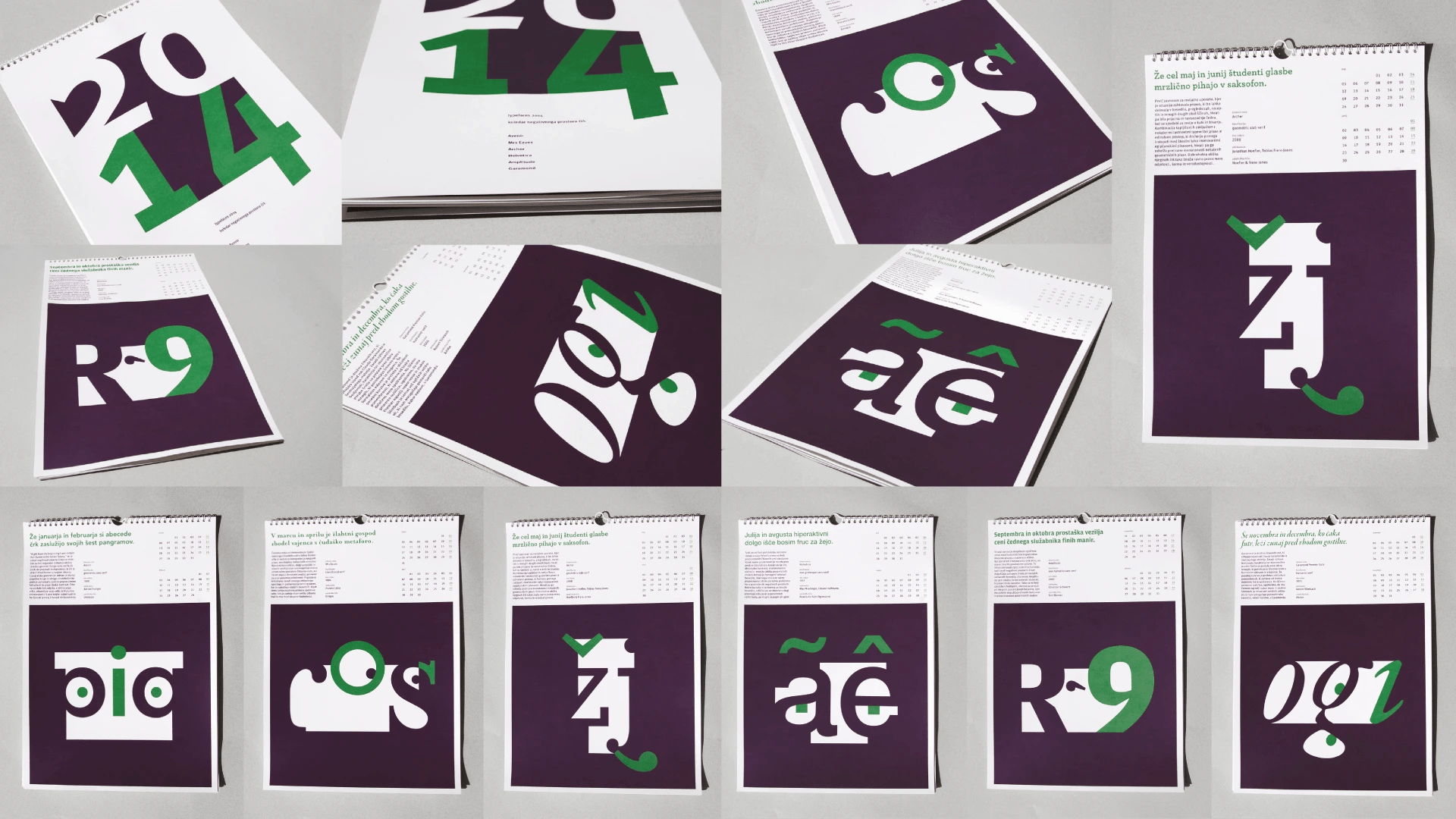 Typographic calendar design by Peter Primožič using negative space and typography