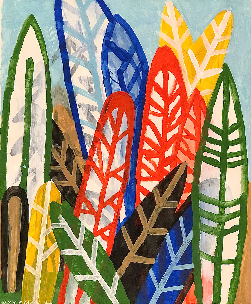 Leafy, 2022, Acrylic on paper, 17 x 14 in.*