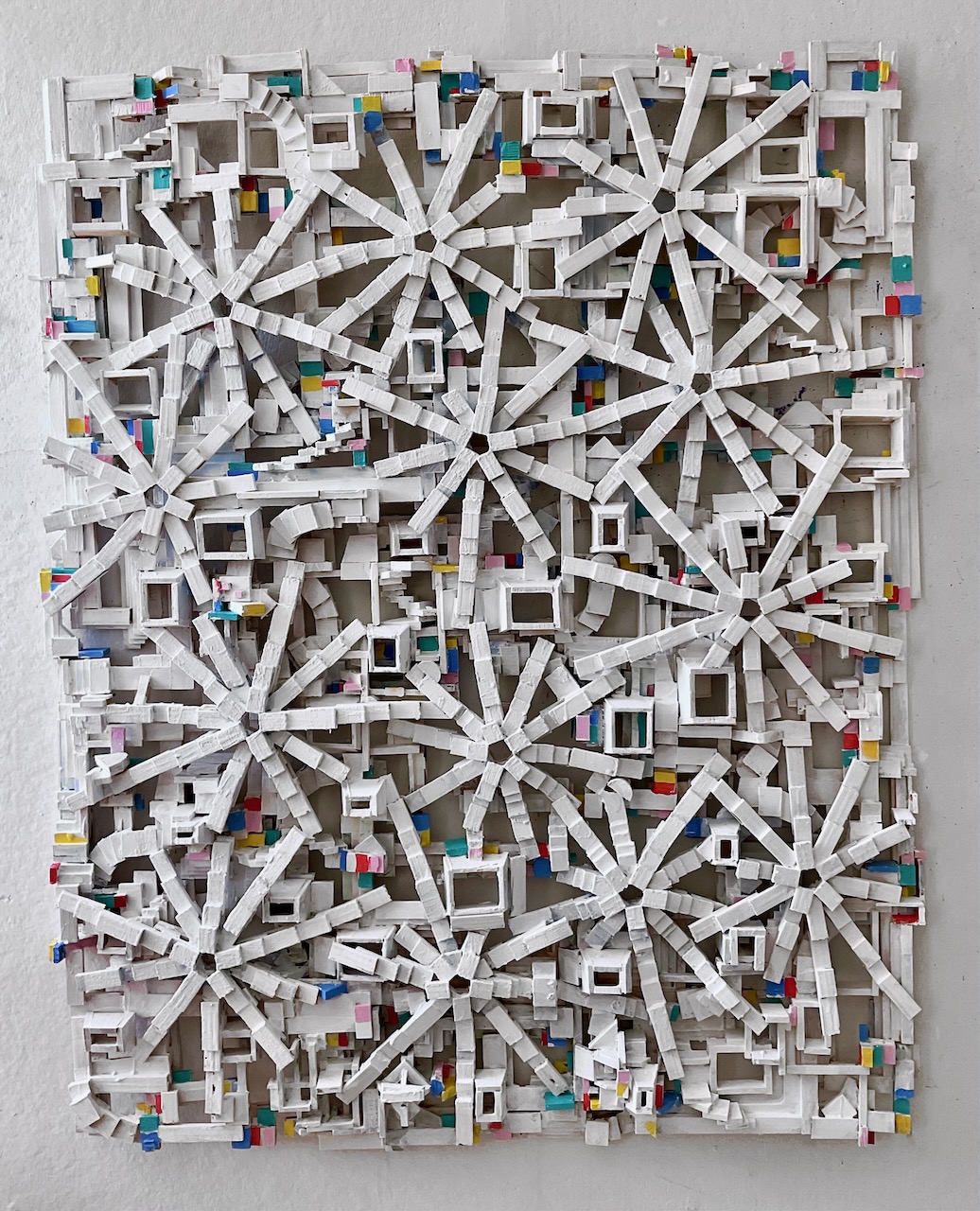  Star City , 2024, 48”x38”x4", acrylic and flashe on assembled wood 