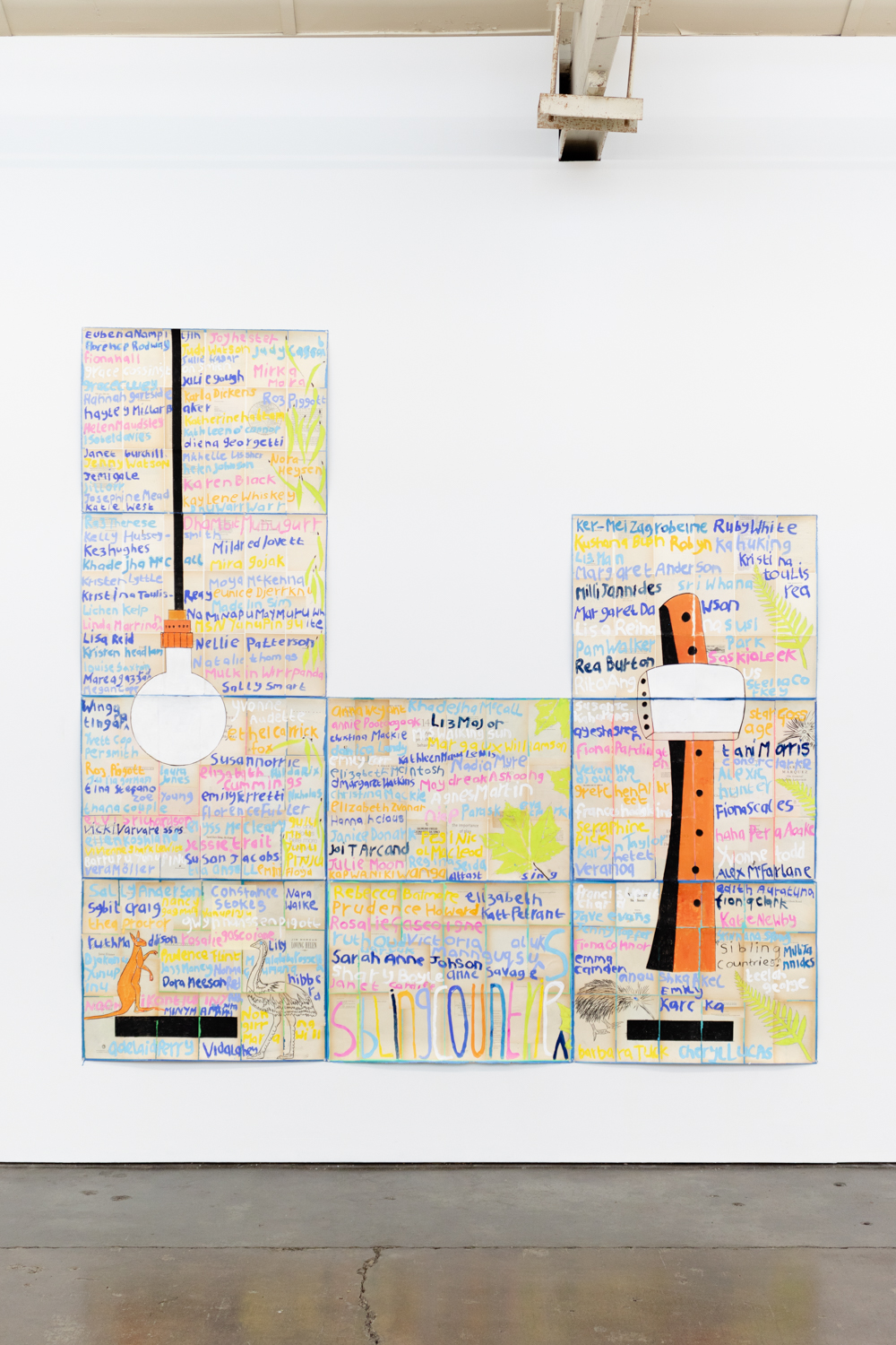 Katherine Hattam, Sibling countries, 2024, Mixed media on paper, 224 x 228 cm
