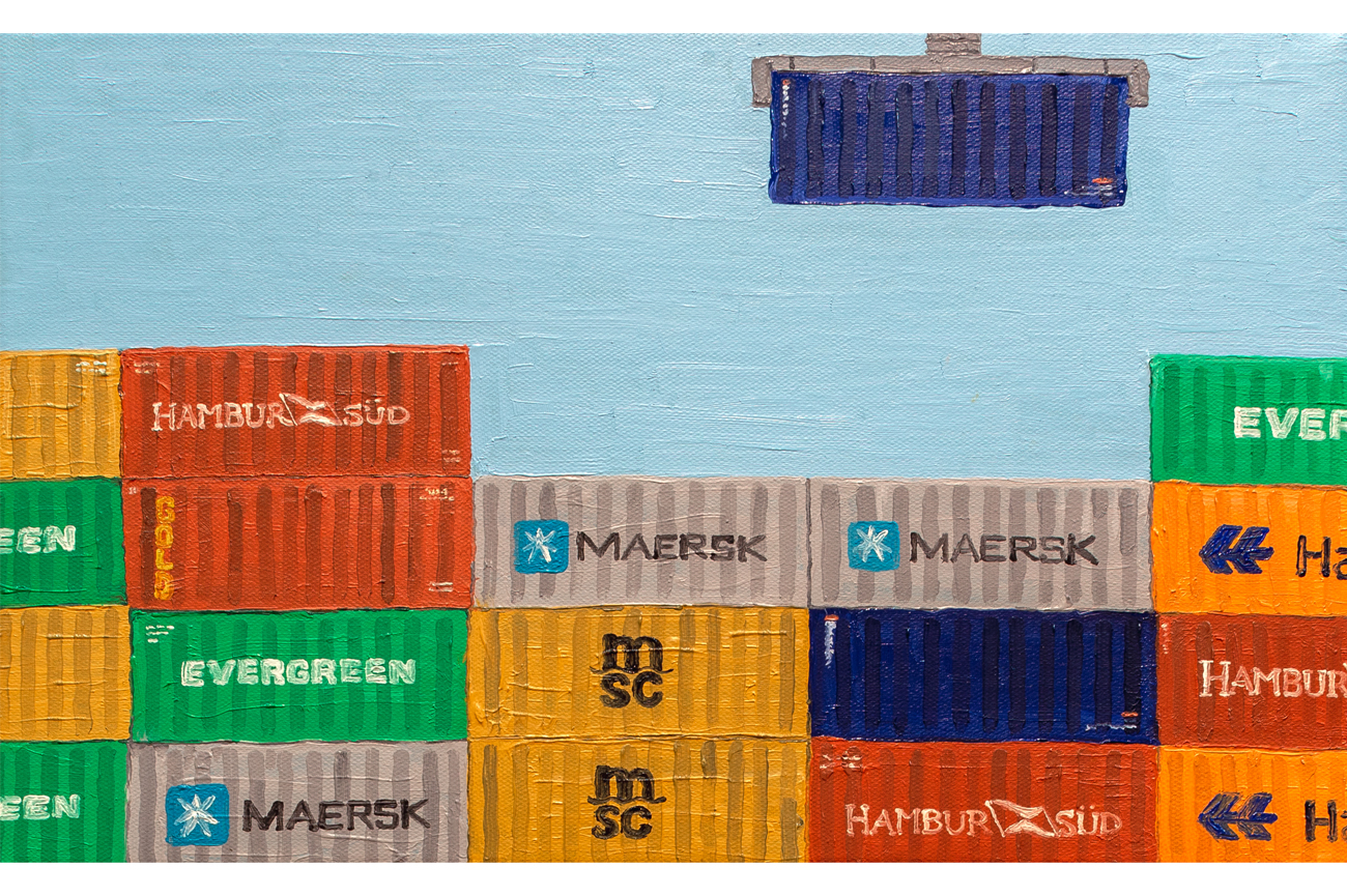 Camilo Ortega PrietoContenedor azul sospechoso, 2024Oil on canvas26 x 39.5 cmPhoto ©  Felipe Ugalde