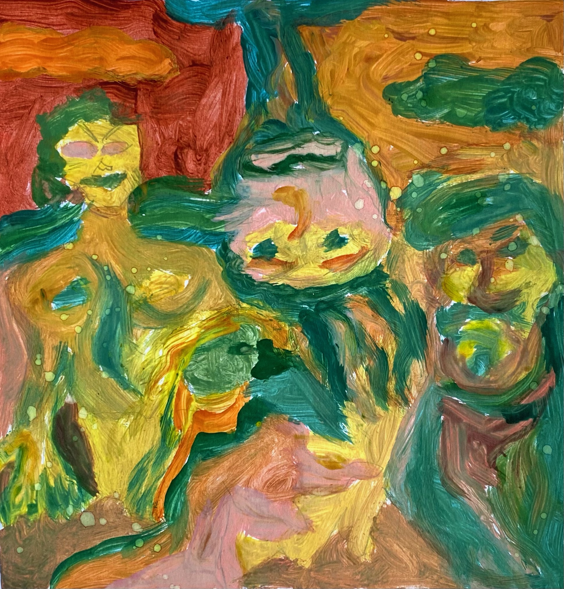 Inversão de corpos | 17cm x 16cm | Leo Serra | 2020 | guache