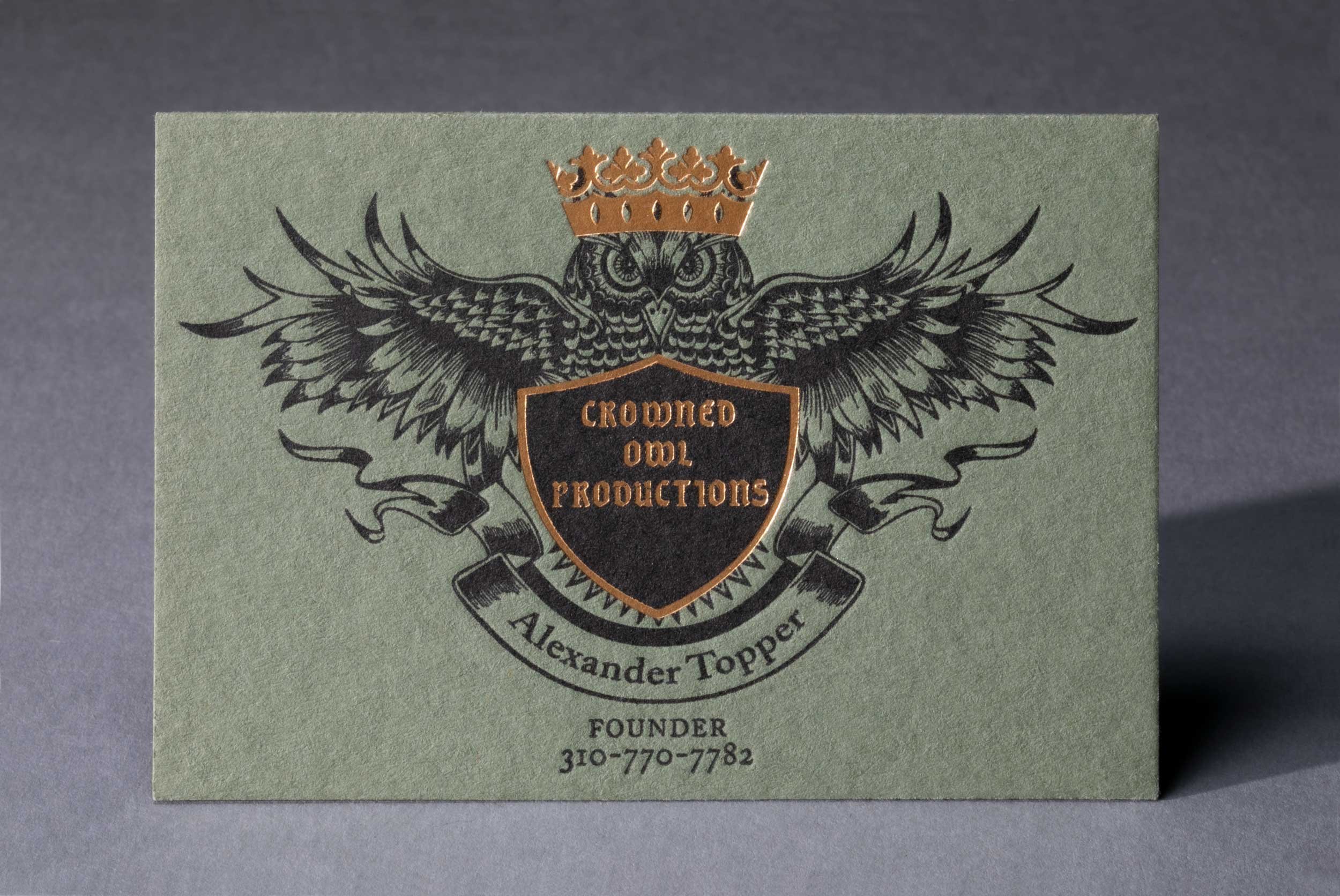 FOIL STAMPING & LETTERPRESSCrowned Owl Productions business cards