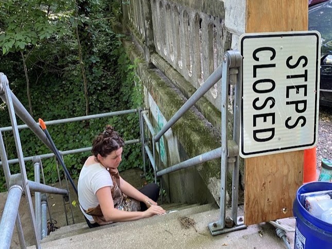 Priming the steps before painting