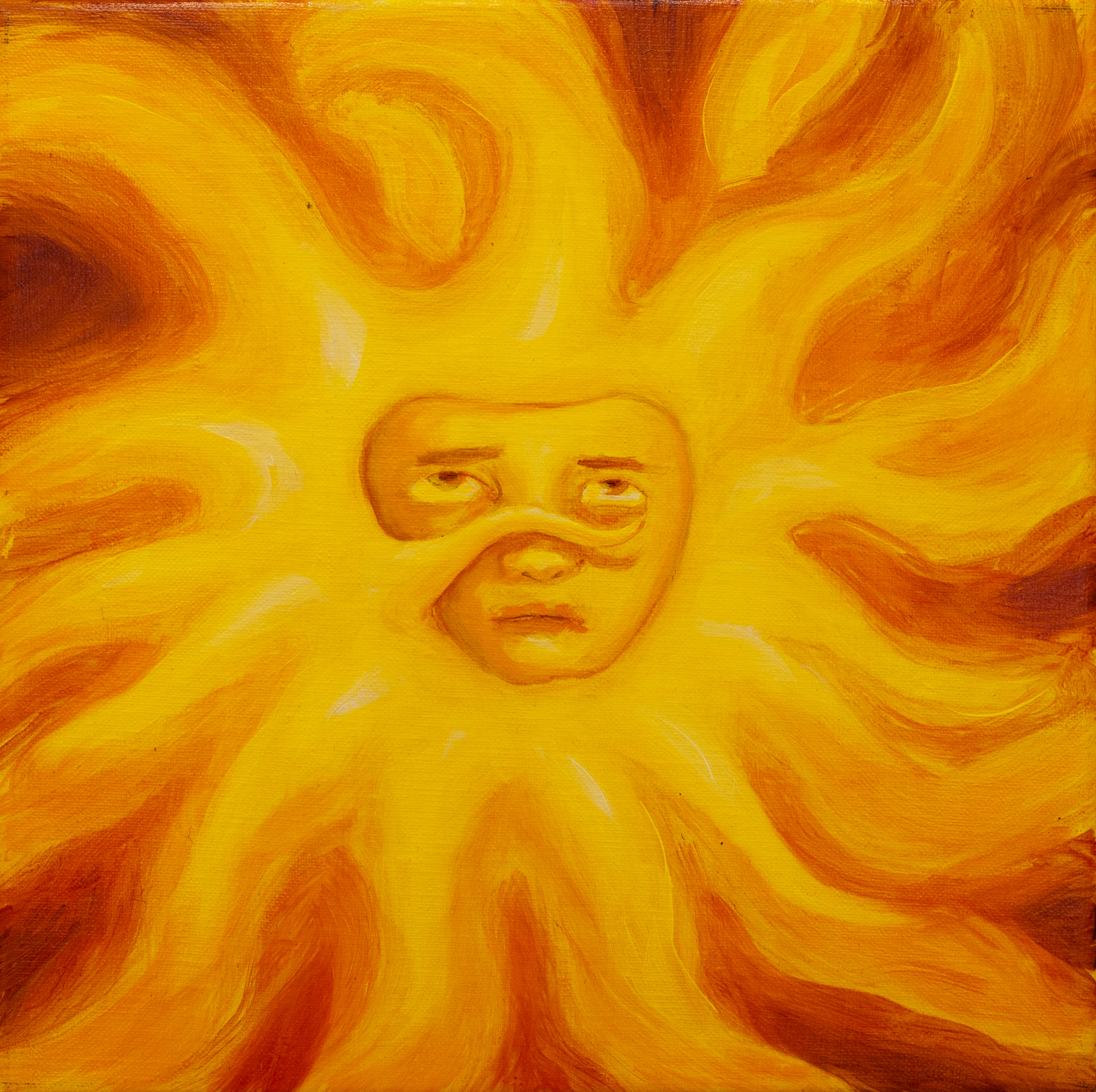 A sun, 2022, Oil on canvas, 25x25 cm (9 4/5 × 9 4/5 in)