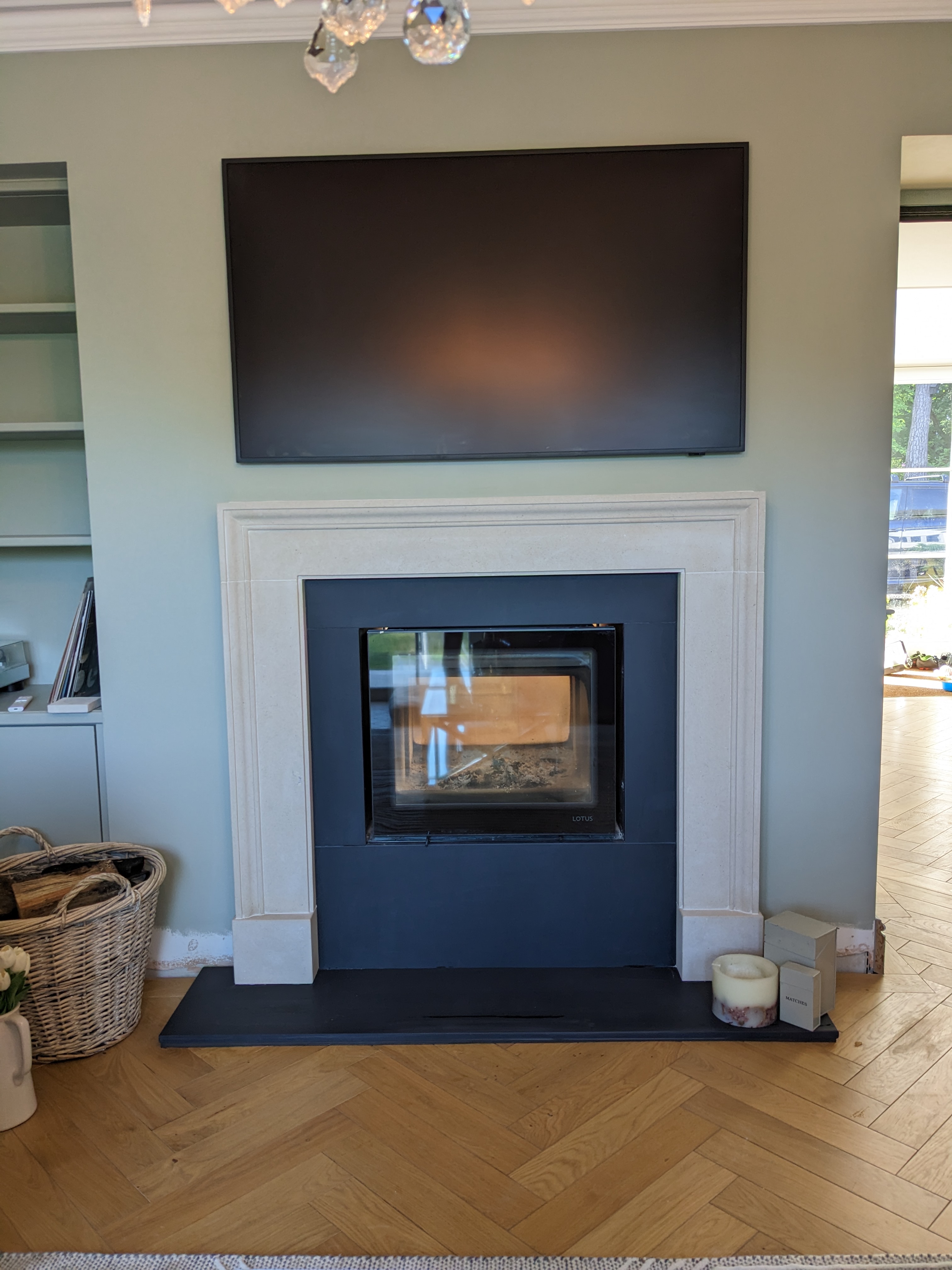 Georgian Frame in Portland stone with slate slips and hearth
