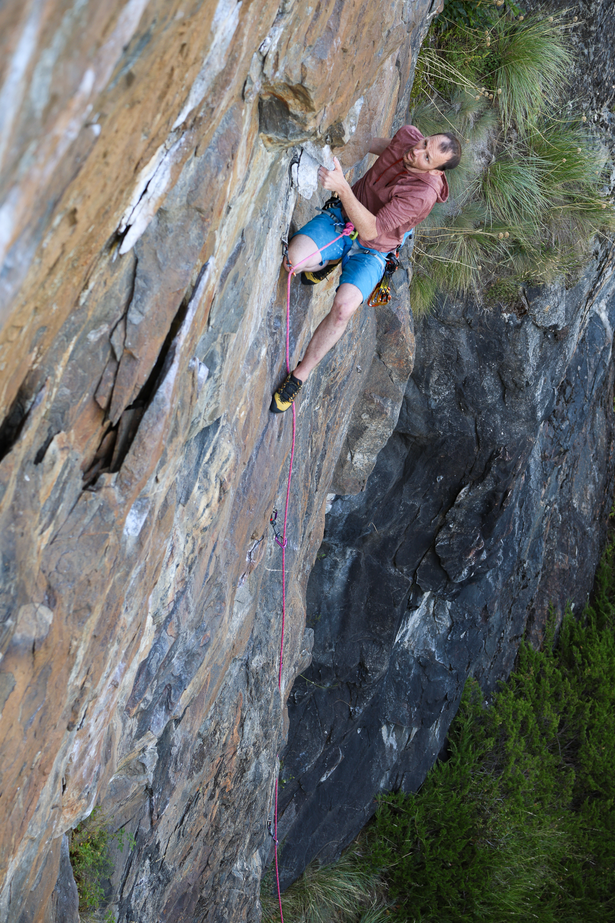 Matthias Eggel climbing "Hülser Highway" 7a, Wallis, Switzerland, 2023