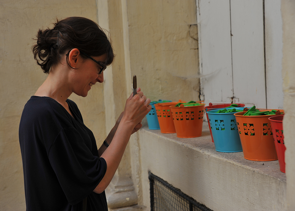 a visitor writing her memories