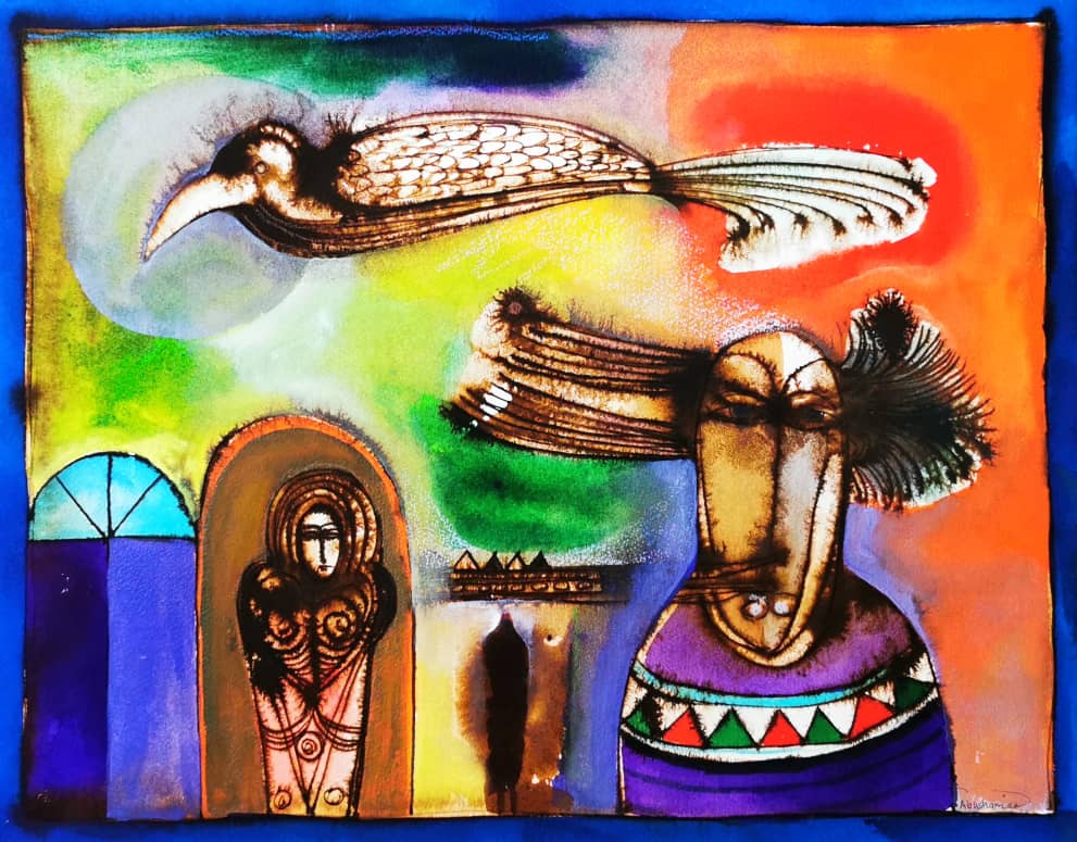 Abushariaa Ahmed, The Nubian Queen 3 , 2016, ink on paper, 45 x 61 cm, $2,000.00