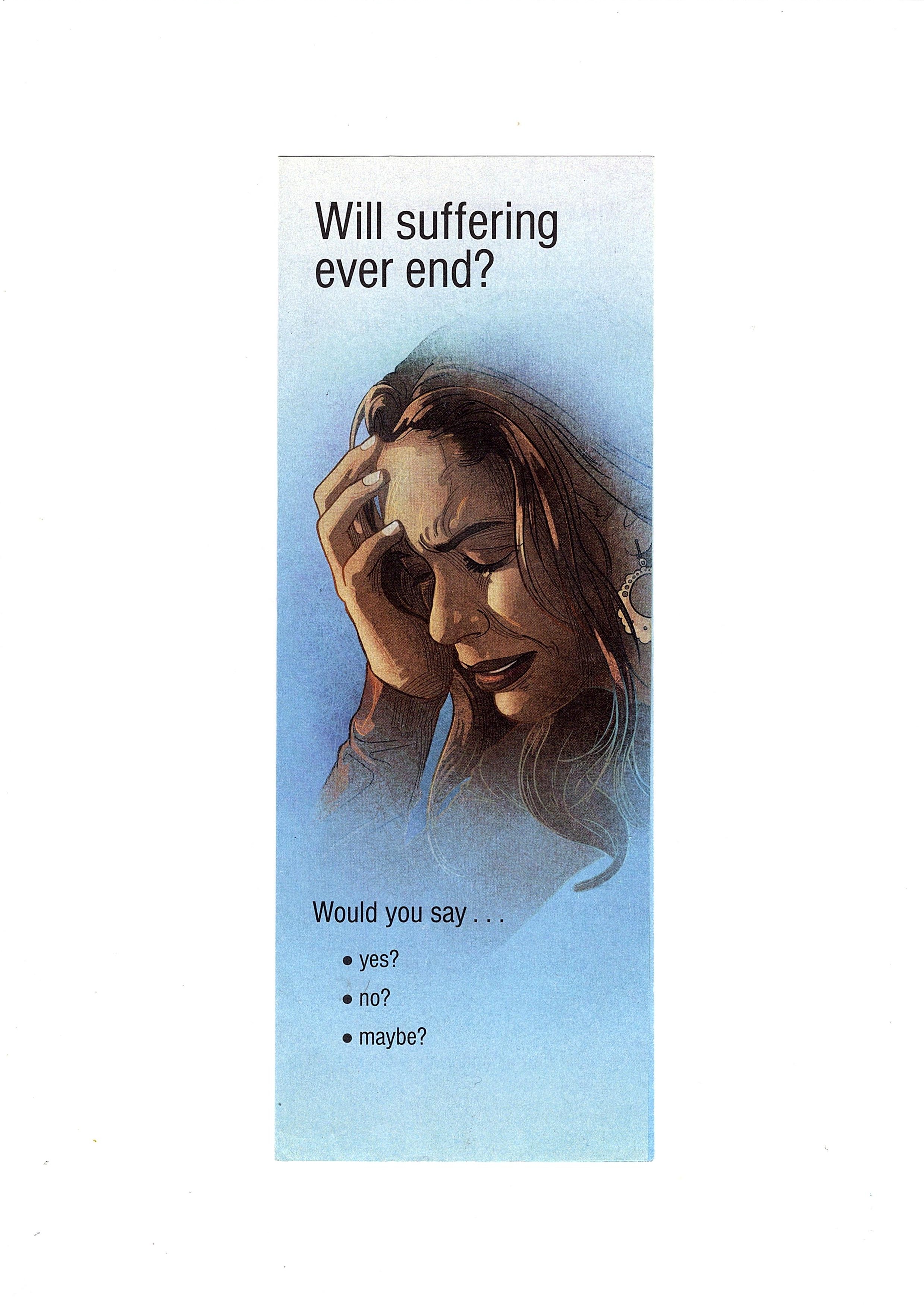 Will Suffering Ever End?, 2024, found image, 14 x 22 cm