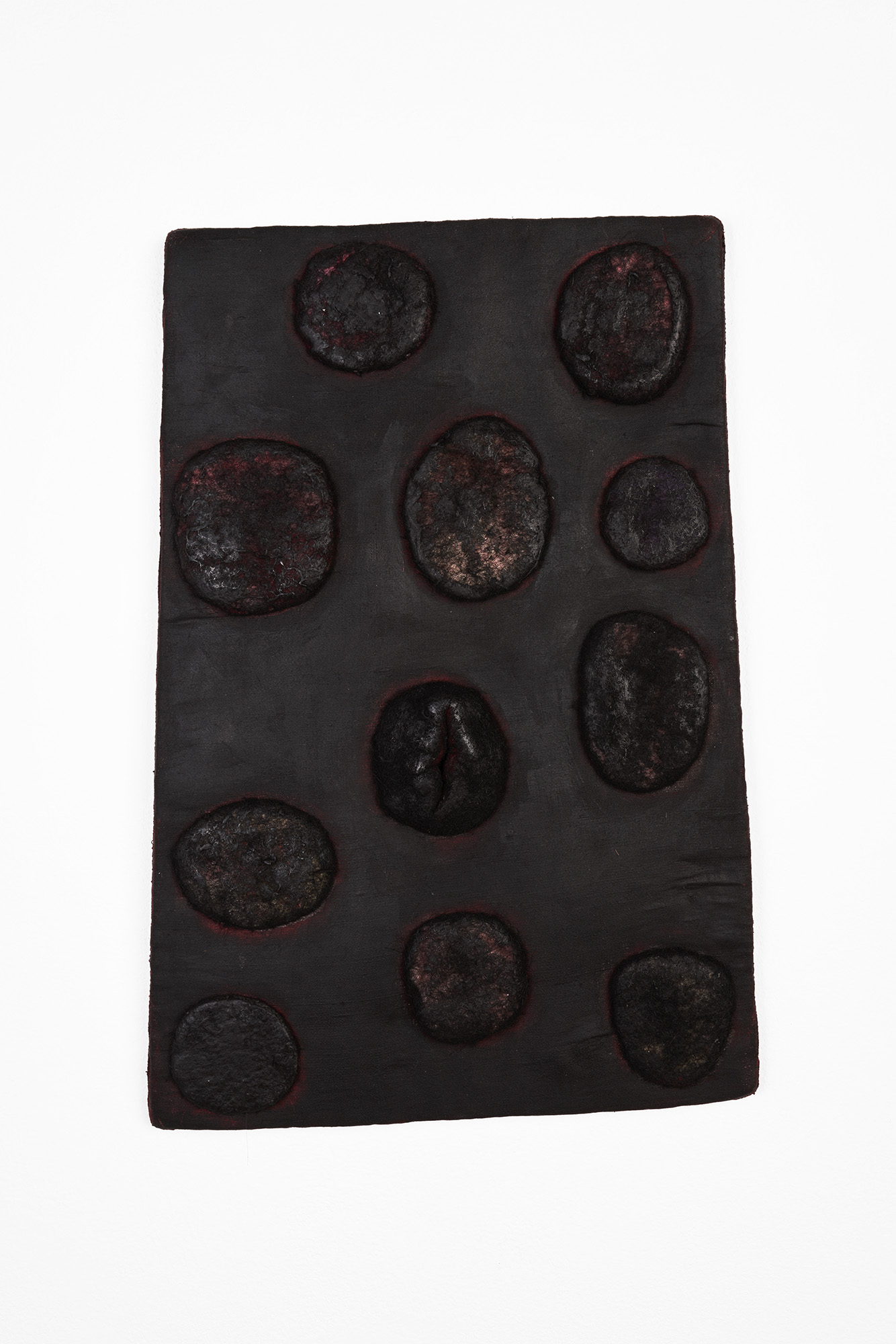  ’Still Bursting’, 2025. Oi and wax on silk and felt. 28 x 18 cm. Private Collection Amsterdam, The Netherlands