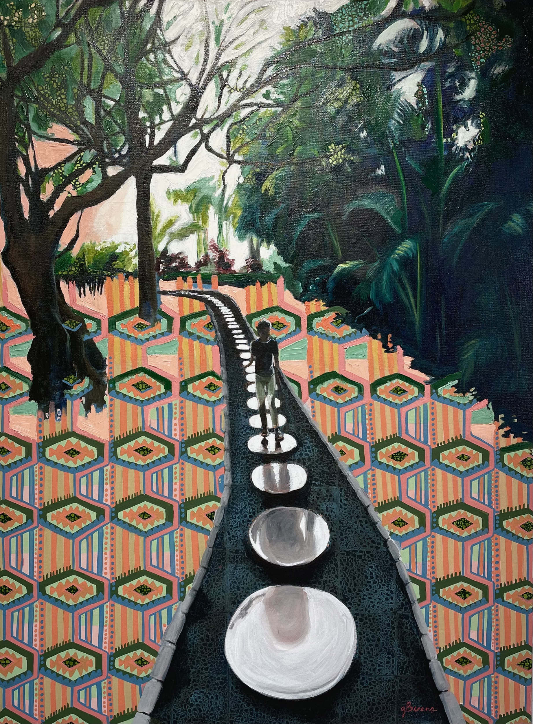 "Kaanapali" Oil, Acrylic, and Paper on Canvas, 36"x24"