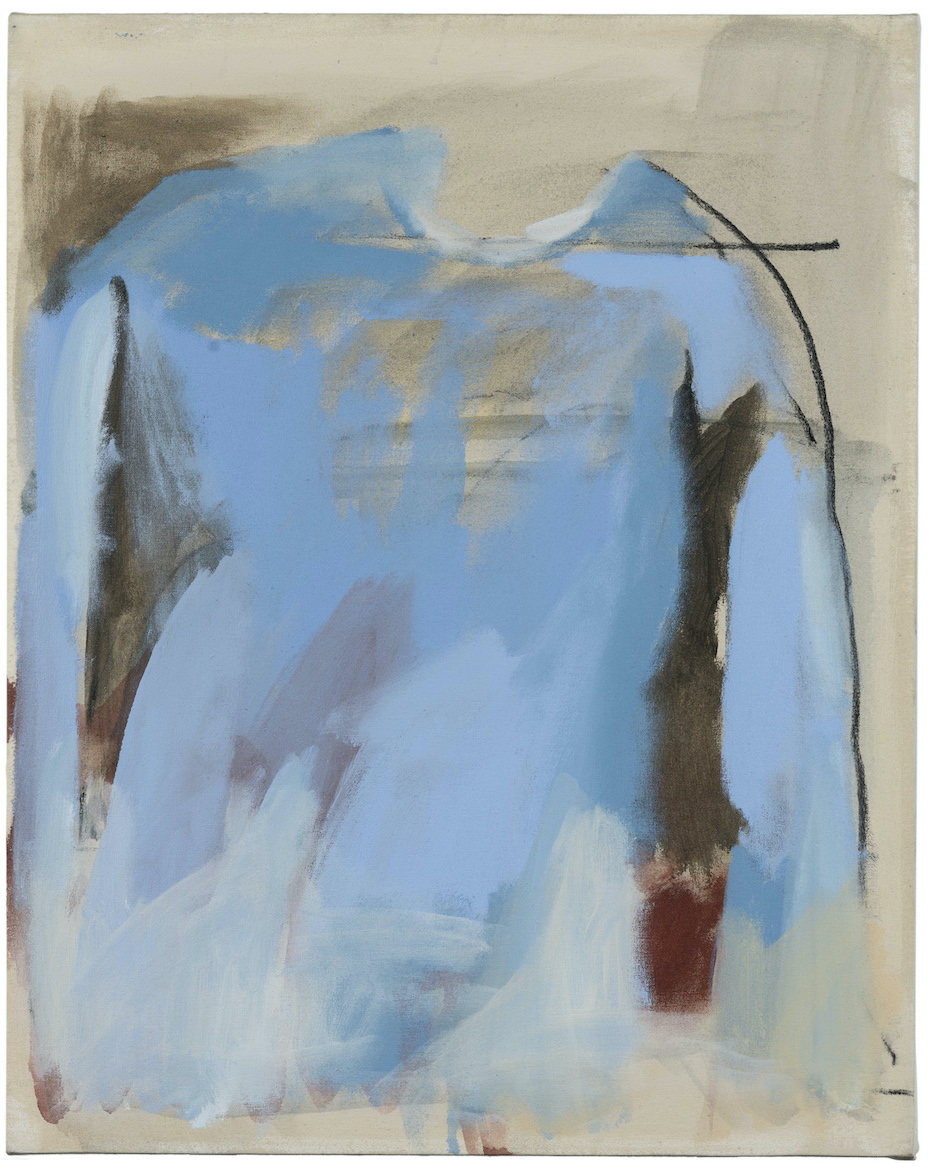 Gently Rise (blue shirt) , 2020, Acrylic and charcoal on canvas, 52cm x 41cm