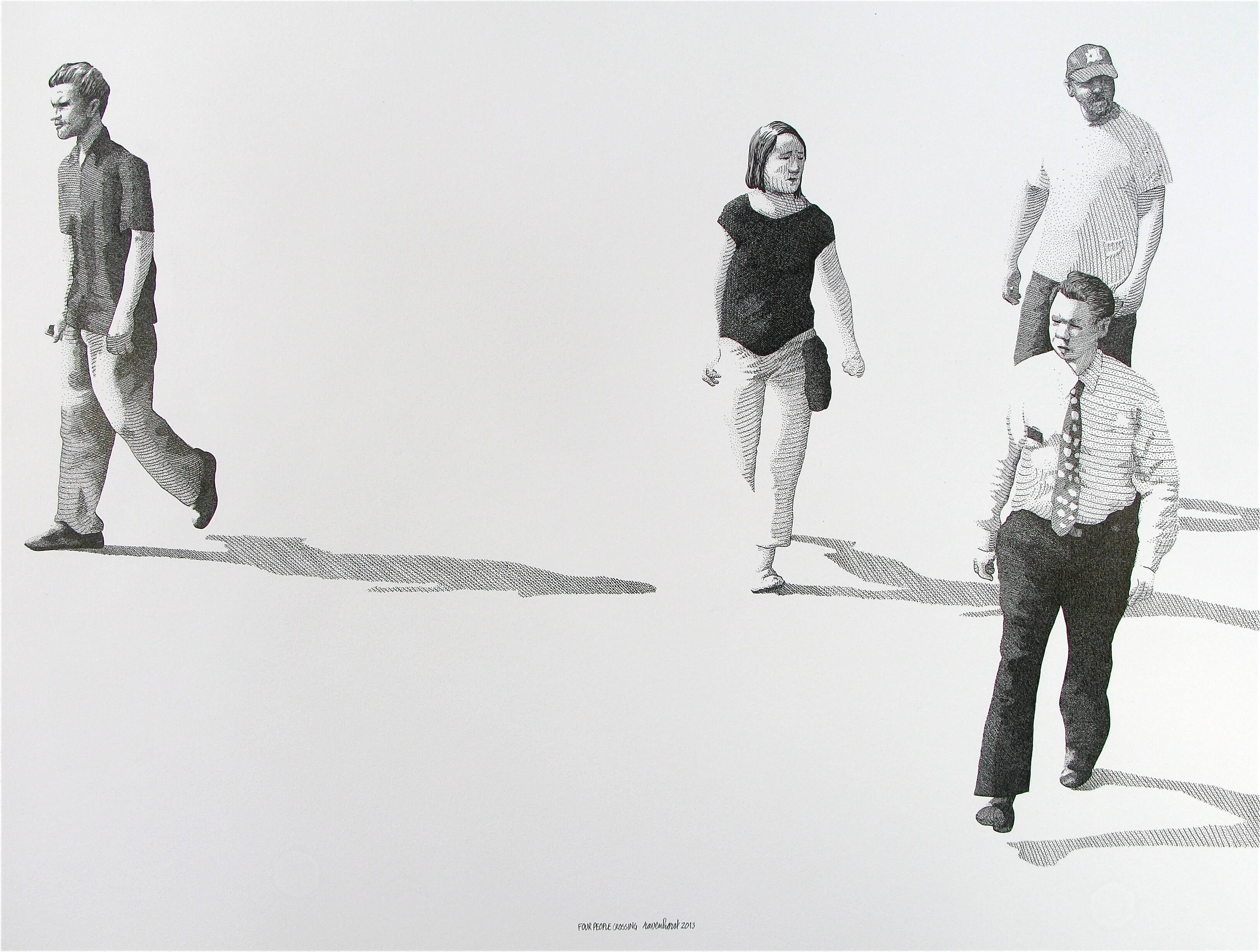 Four people crossing
