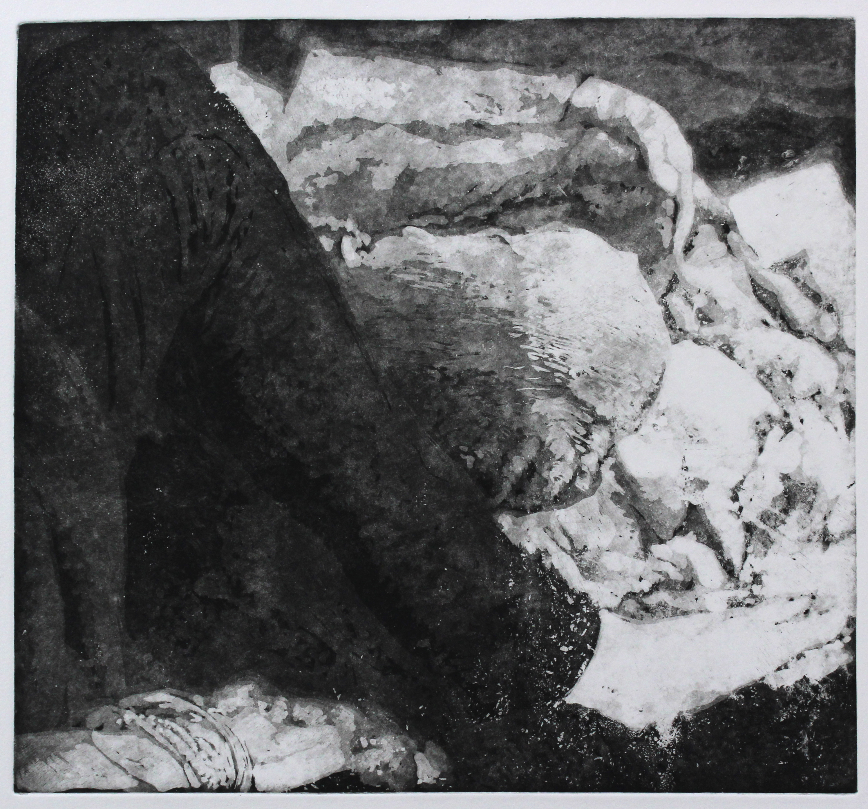 Lay me down on a bed full of rain, Etchings on Somerset, 43cm x 47cm, 2012