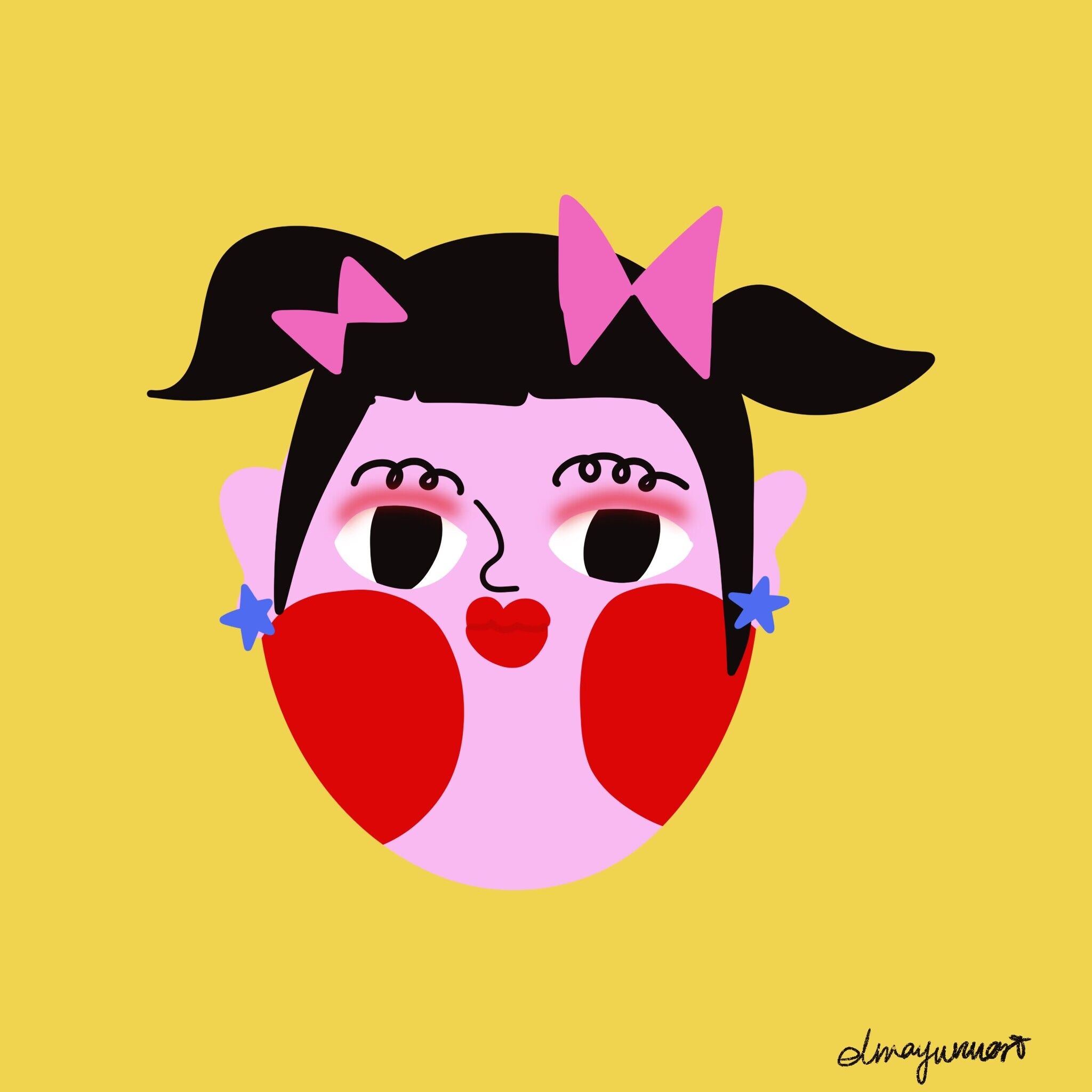 Children's Day reminds me of the makeup I used to perform on stage when I was a child. Red eye shadow, red lip, red cheeks, exaggerated eyebrows, colorful hair accessories, and so on. “Amazing” style~🙈🤣