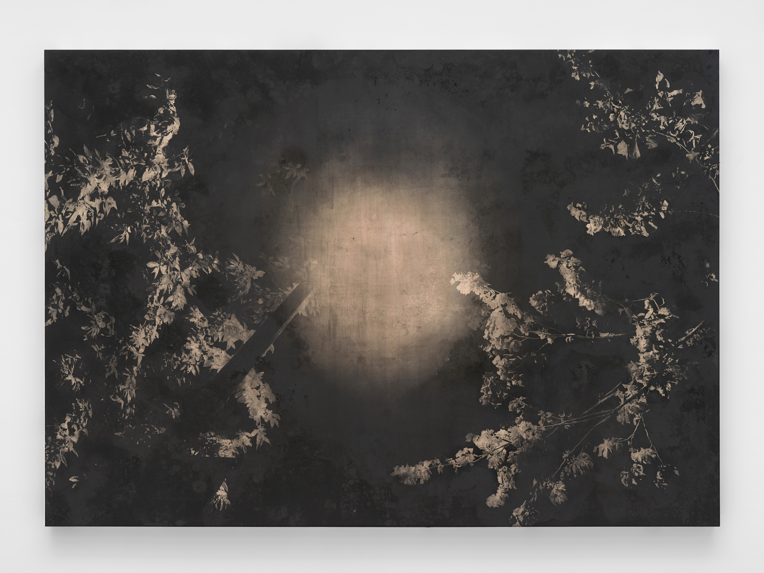 23:16 _ 8 May 20, 2021. Charcoal silkscreen on board, aluminium stud