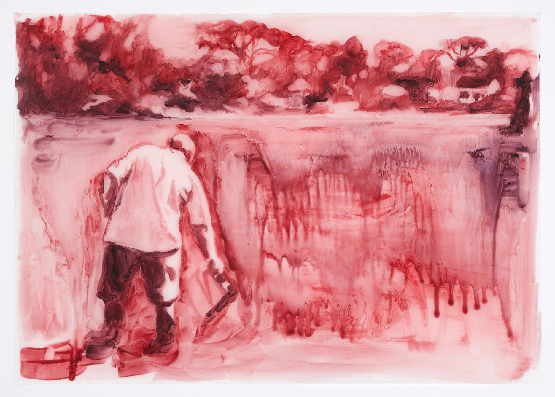 Echo VI, 2015. Oil on tracing paper, 30 x 42 cm
