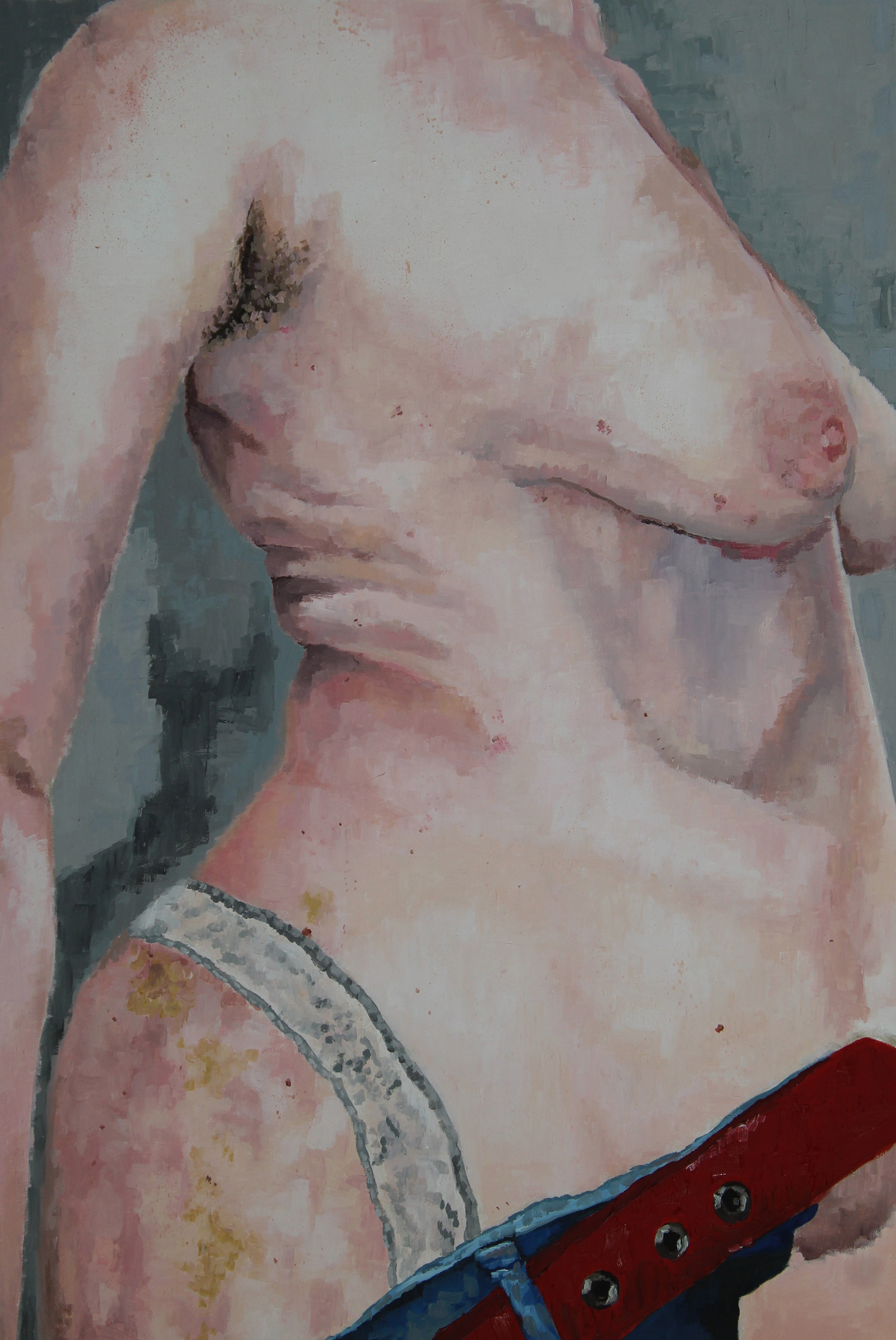 DRESSED FLESH, 2019, oil on wood panel, 36x24"