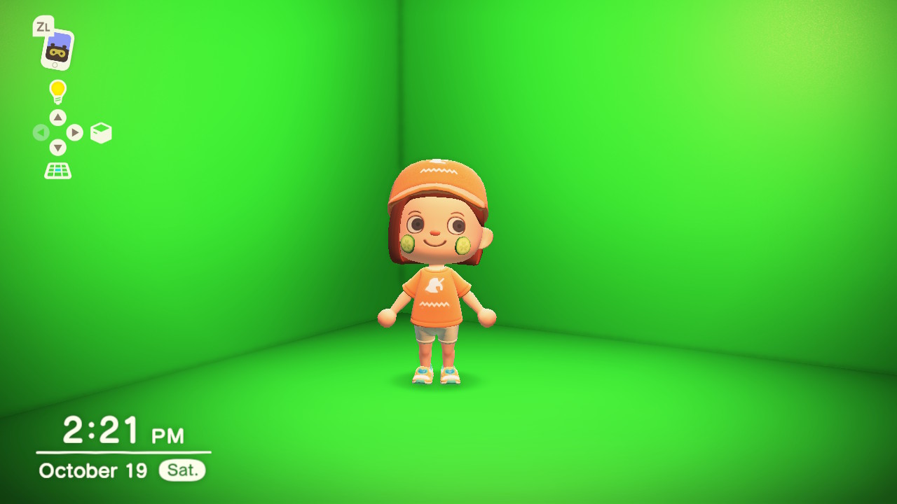 Create a room of green screens in Animal Crossing