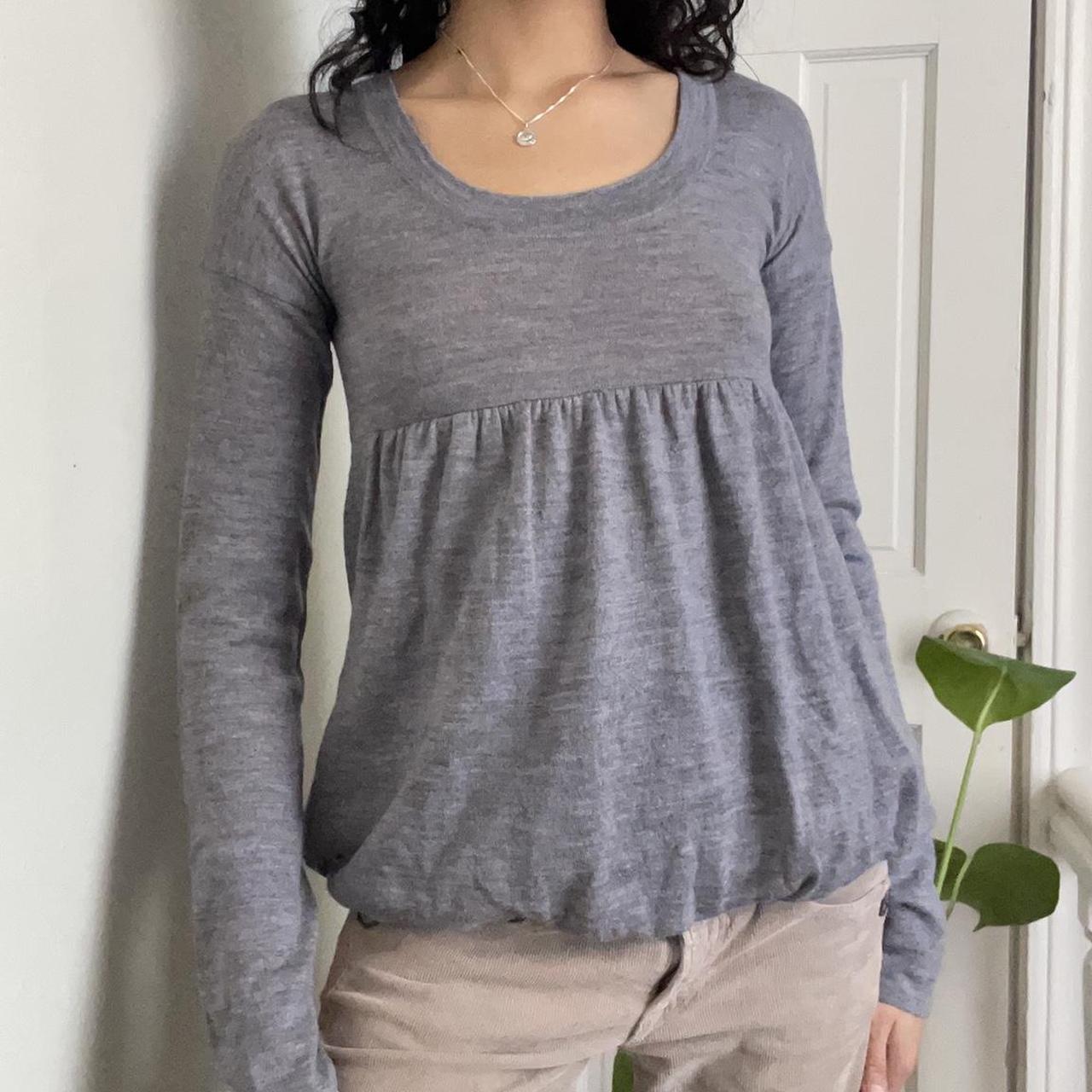 Miu Miu Grey Knit Babydoll  Long Sleeve - 𝓈𝑜𝓁𝒹