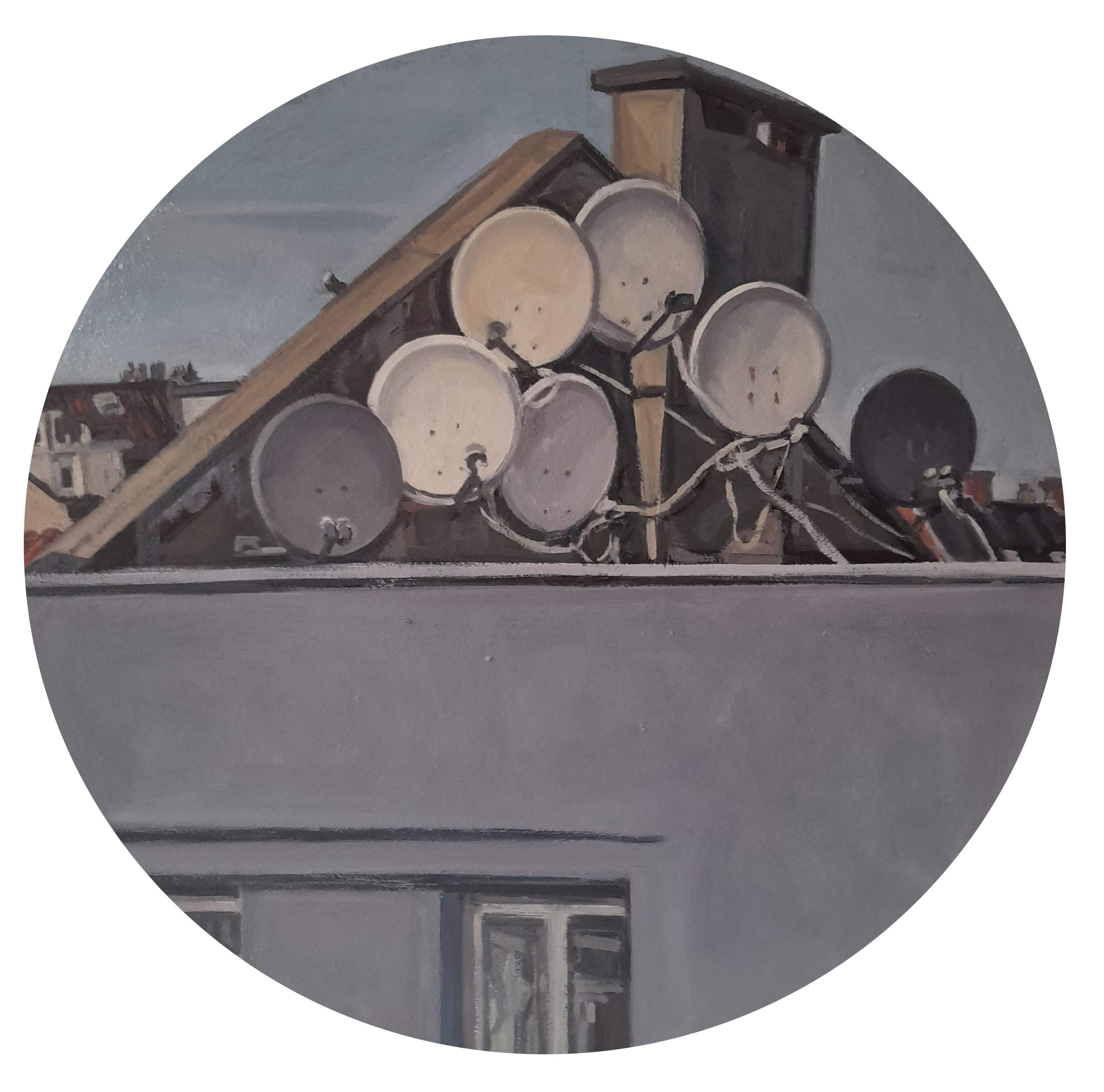 Paraboles, huile sur toile, 60cm ∅, 2022