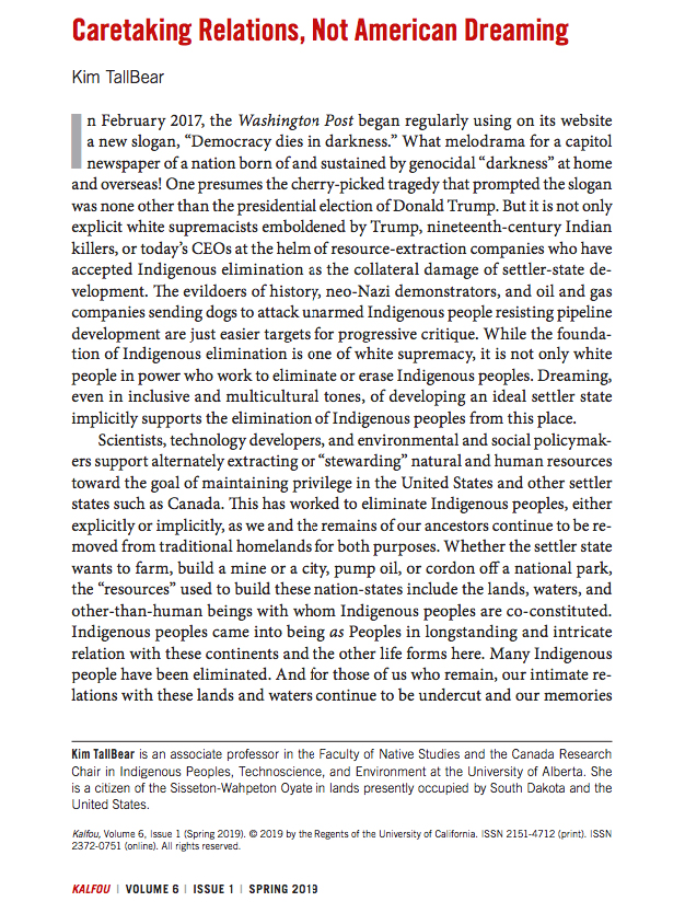 Caretaking Relations, Not American Dreaming